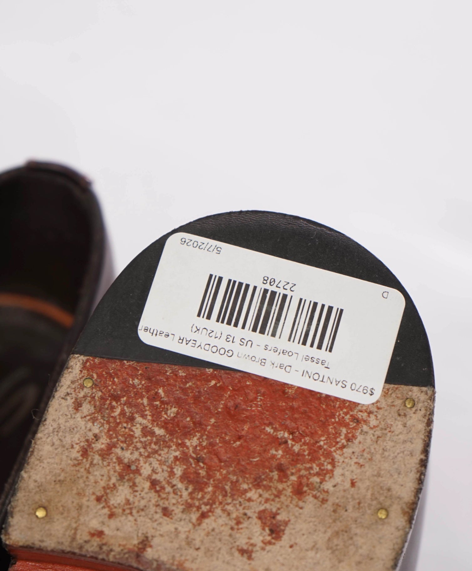 $970 SANTONI - Dark Brown GOODYEAR Leather Tassel Loafers - US 13 (12UK)