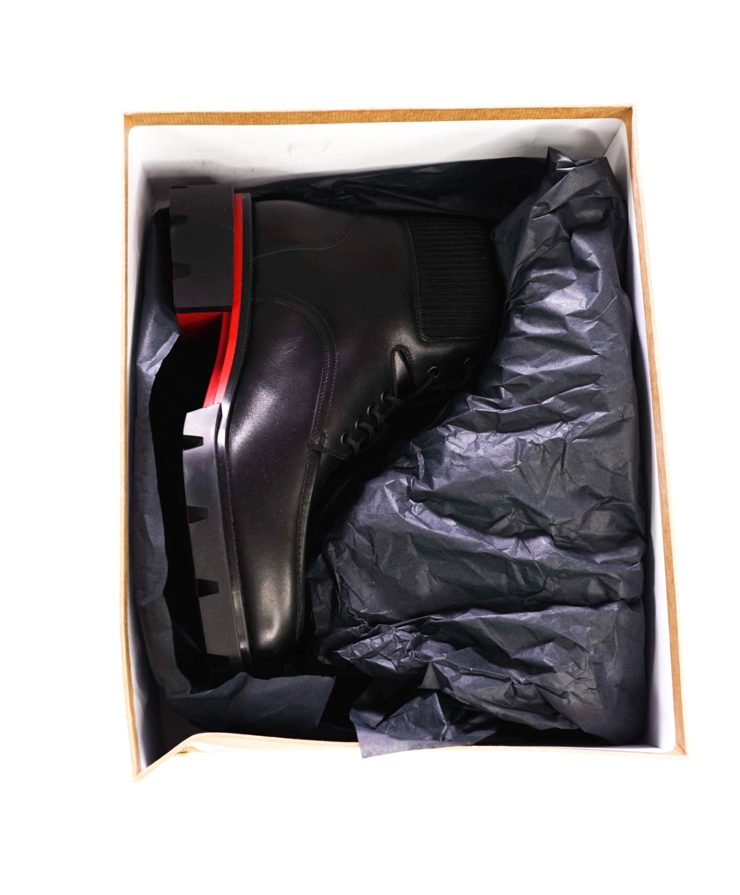 $1,495 CHRISTIAN LOUBOUTIN - Black Leather "OUR WALK" Ankle Boots - US 8 (41EU)