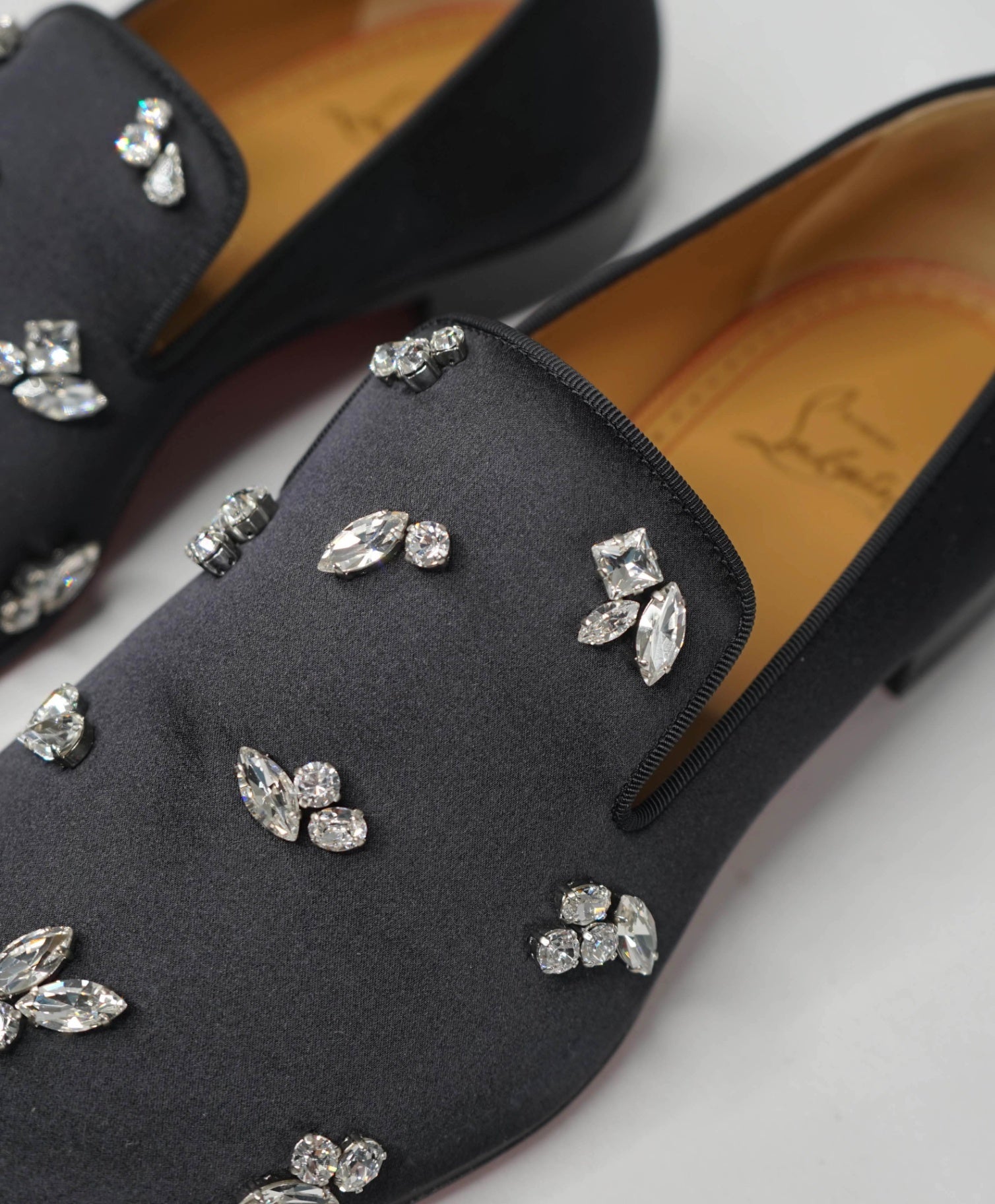 $1,495 LOUBOUTIN - Black Satin "DANDELION QUEENIE" Loafers - US 9 (42EU)