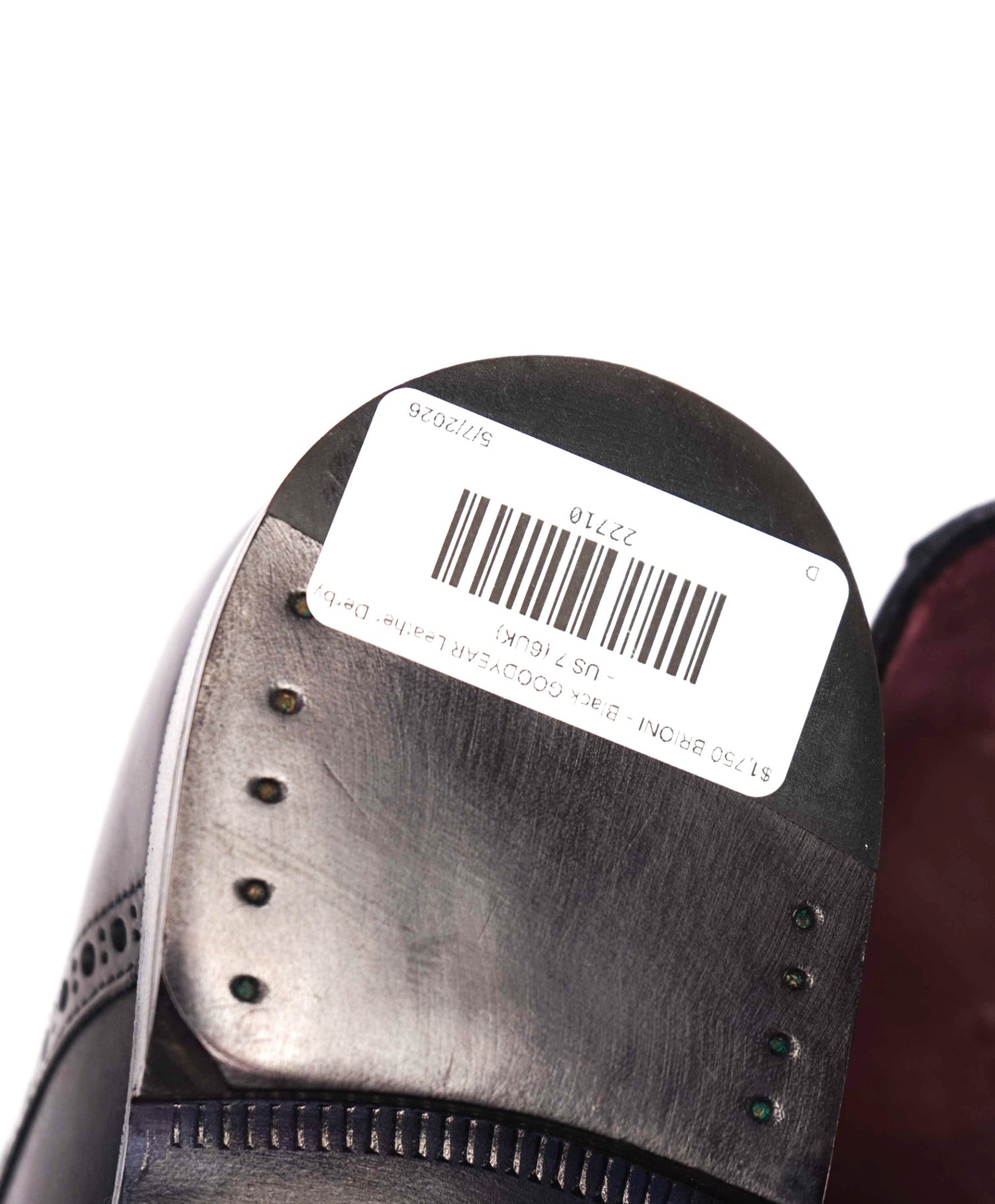$1,750 BRIONI - Black GOODYEAR Leather Derby - US 7 (6UK)