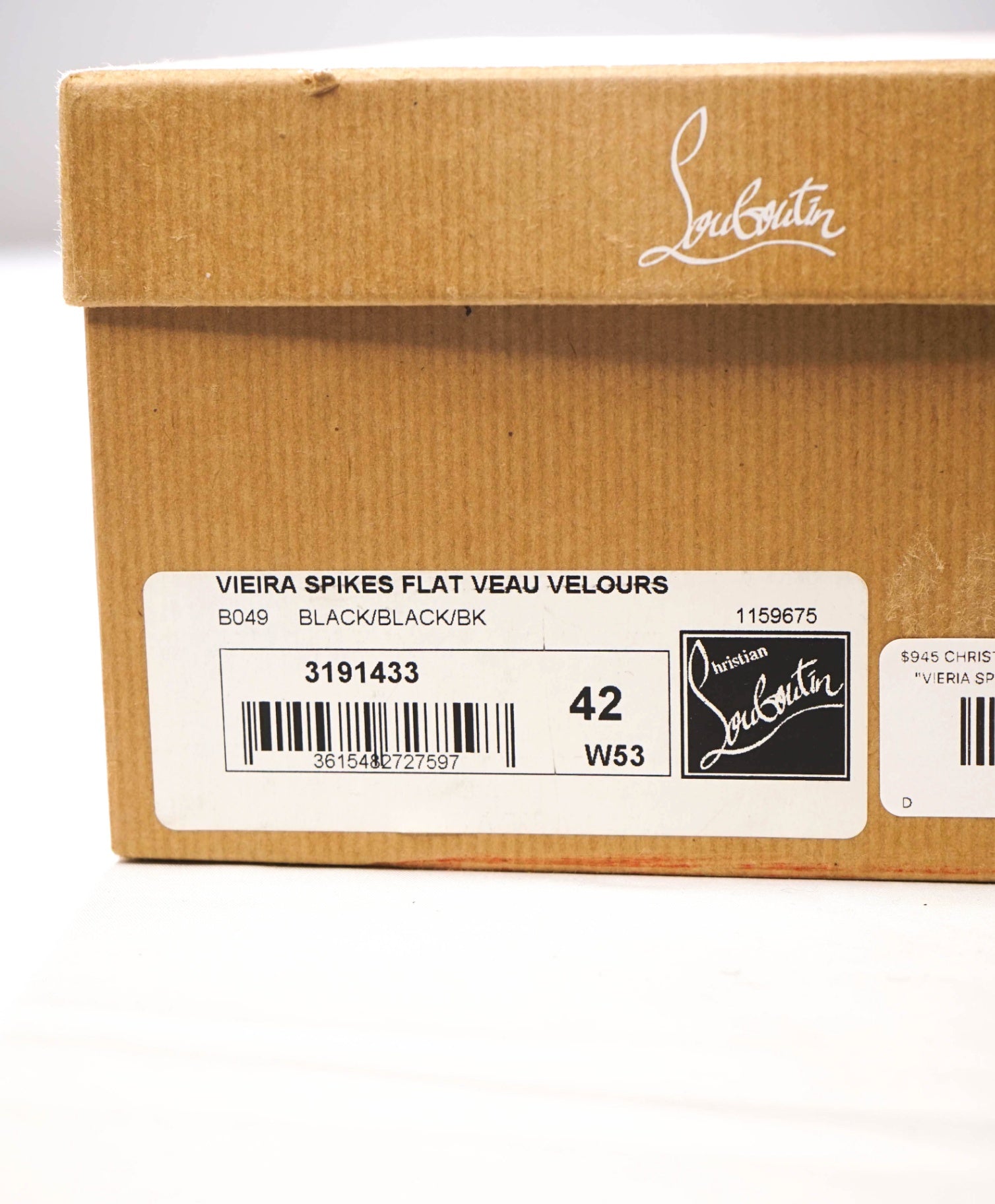 $945 LOUBOUTIN - Black Suede "VIERIA SPIKES" Sneakers - US 9 (42EU)