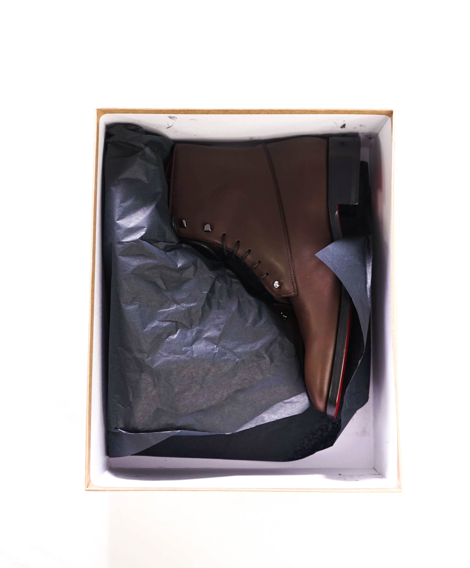 $1,445 CHRISTIAN LOUBOUTIN - Brown "CHAMBELI" Ankle Boots - US 8 (41EU)