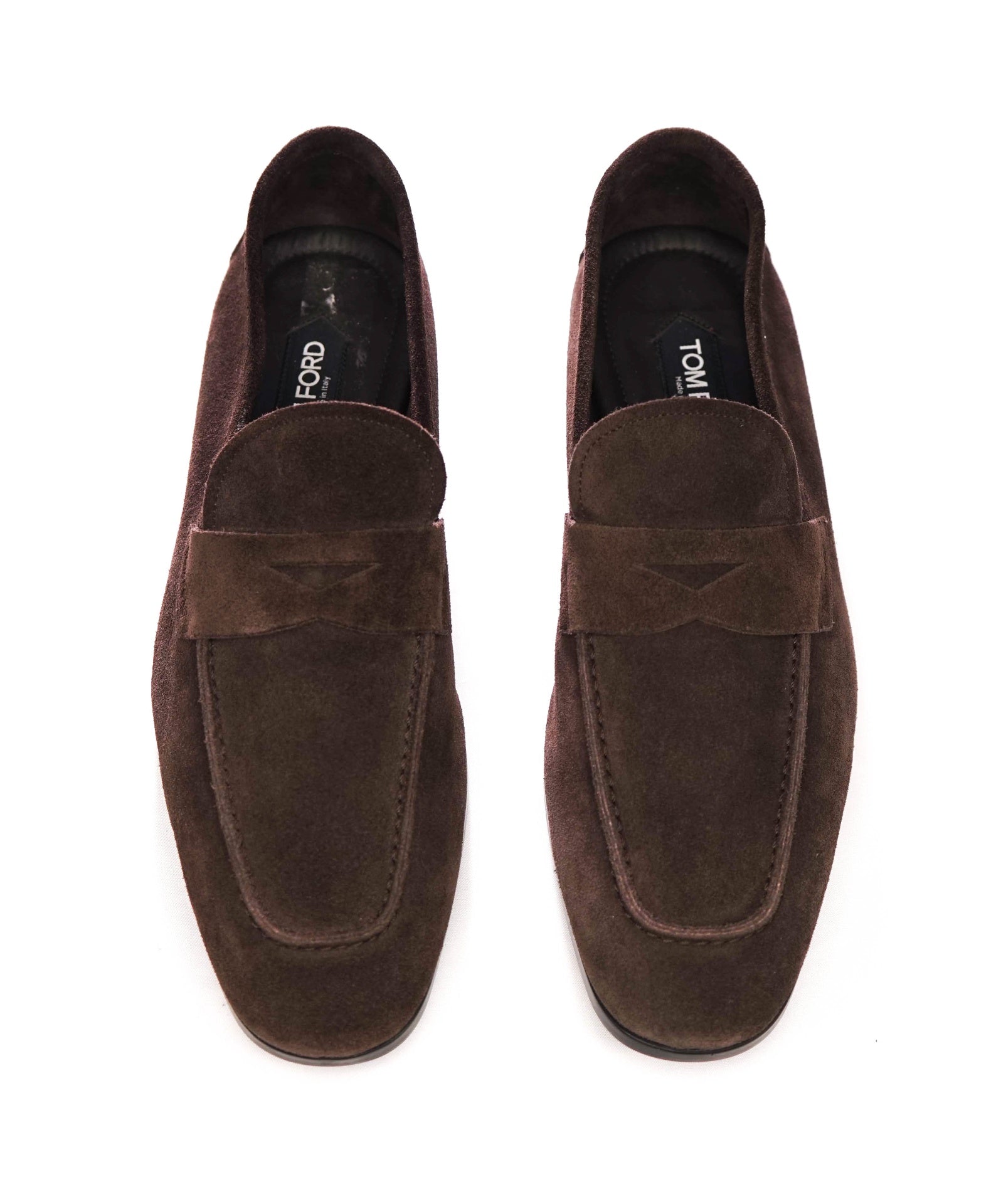 $1,350 TOM FORD - Brown Suede Penny Loafers - US 10 (9UK)