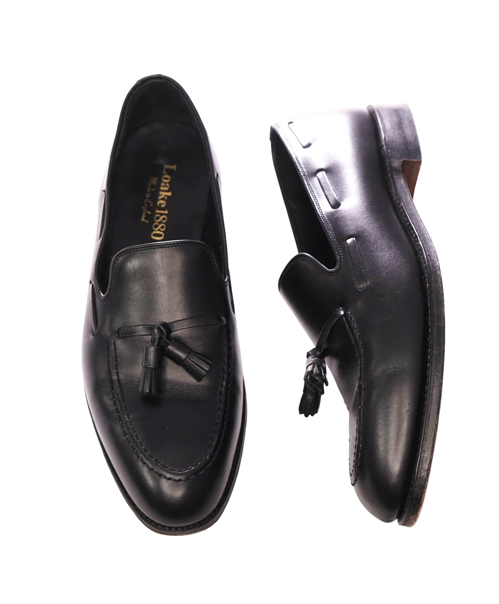 $550 LOAKE 1880 - Black Goodyear "RUSSELL" Tassel Loafers - US 9.5 (UK8.5)