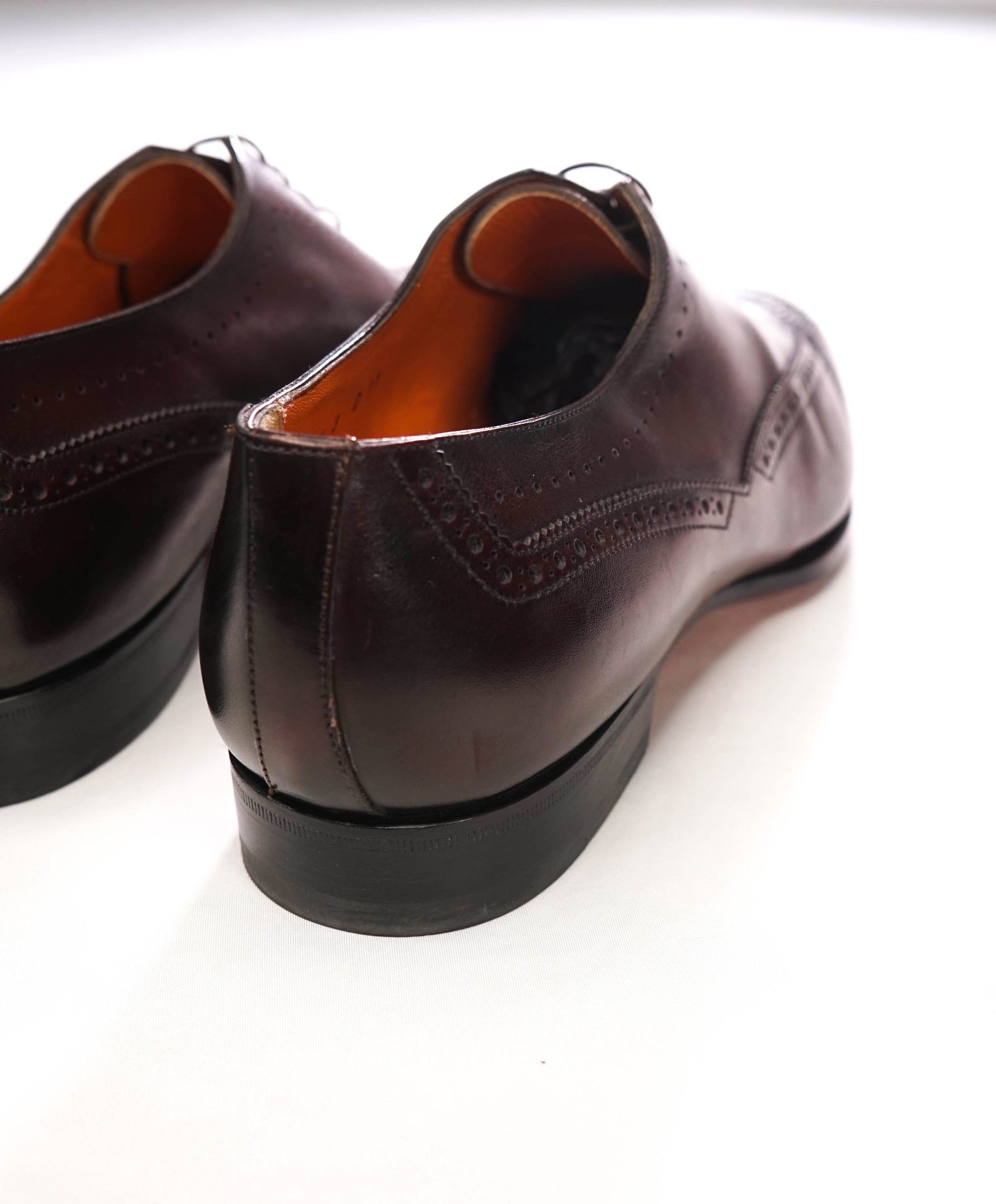 $1,295 SANTONI - Oxblood Leather Wingtip Oxfords - US 12 (11UK)