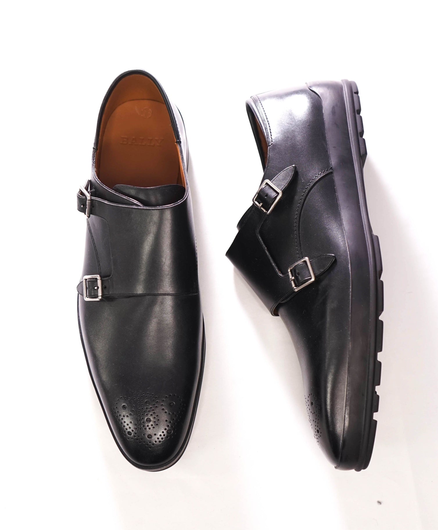 $1,295 BALLY - Black Leather Monk Straps - US 13 3E (12UK)