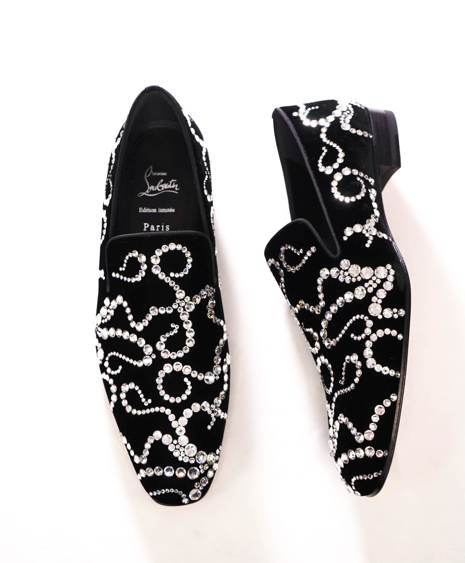 $2,095 LOUBOUTIN - Black STRASS OCTODANDELION Lmtd Edition Loafers - US 9 (EU42)