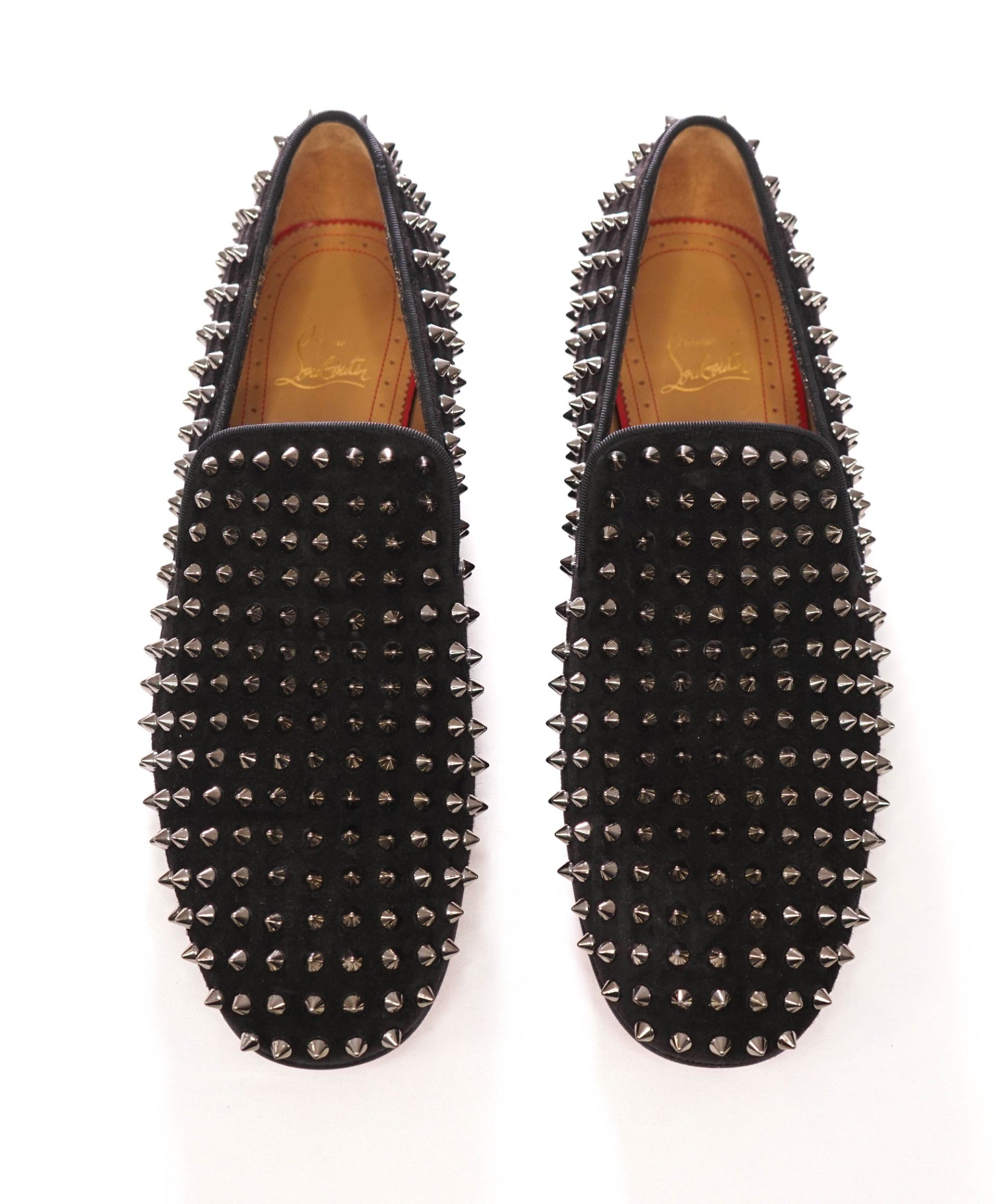 $1,395 LOUBOUTIN - Black Suede Dandelion Spikes Loafers - US 11.5 (44.5EU)