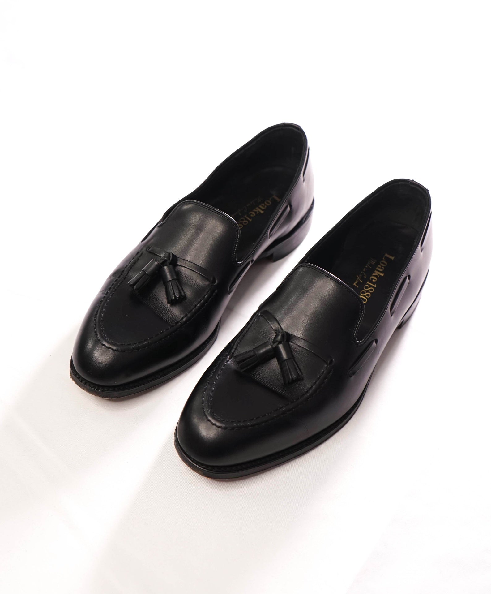 $550 LOAKE 1880 - Black Goodyear "RUSSELL" Tassel Loafers - US 9.5 (UK8.5)