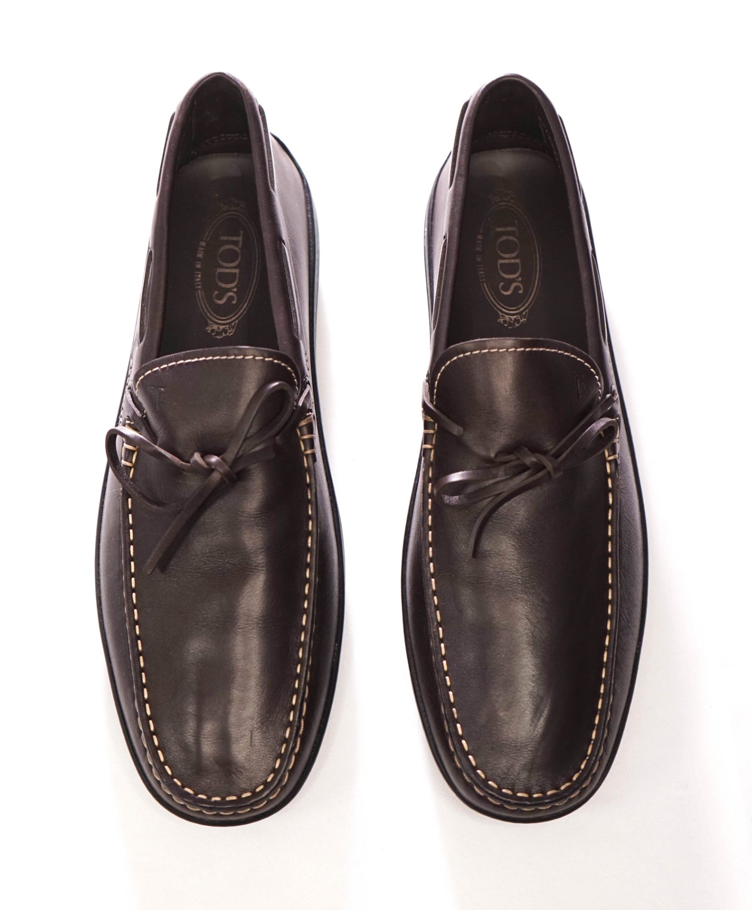 $995 TOD'S - Dark Brown Leather Boat Shoes - US 12.5 (11.5UK)