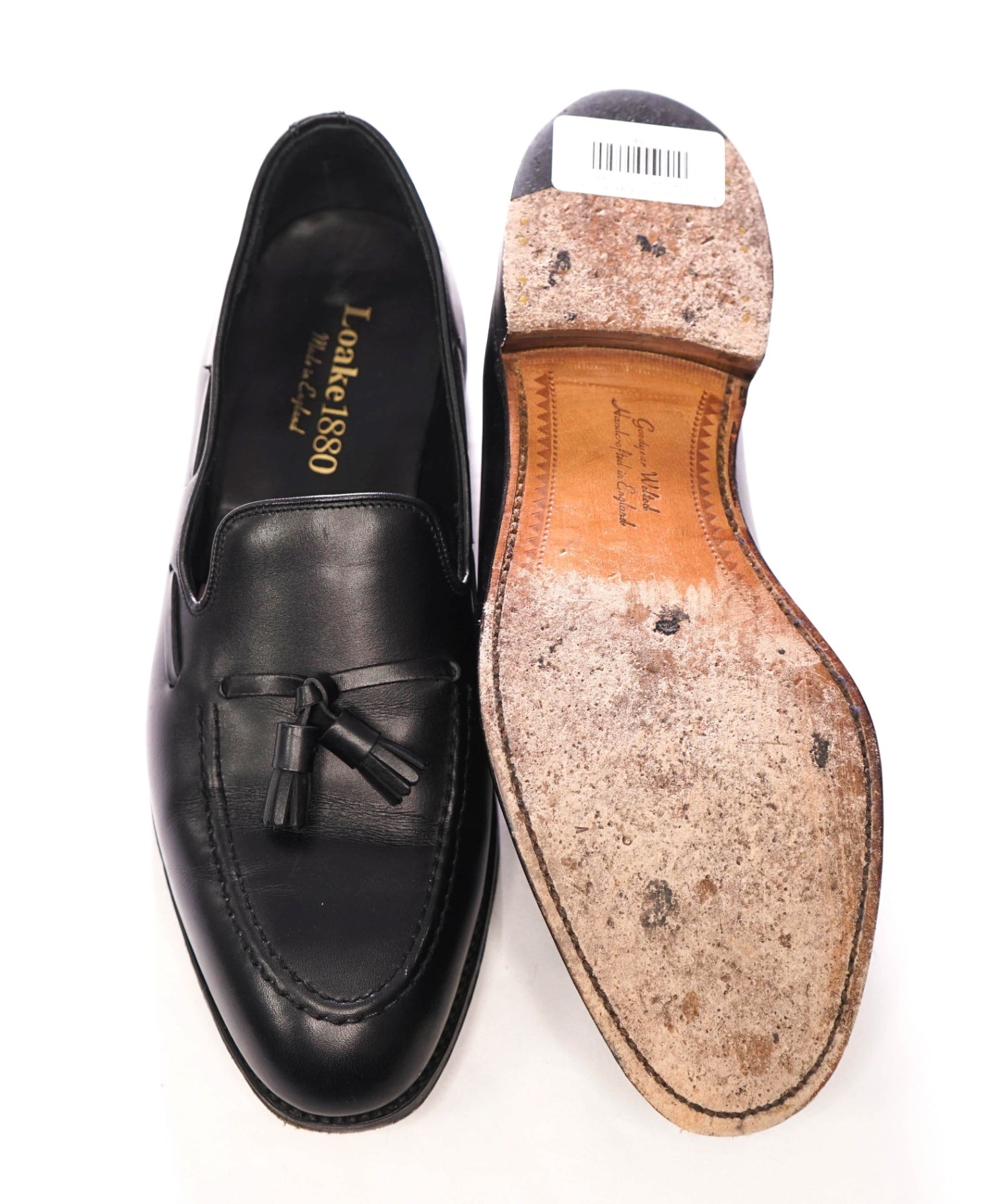 $550 LOAKE 1880 - Black Goodyear "RUSSELL" Tassel Loafers - US 9.5 (UK8.5)