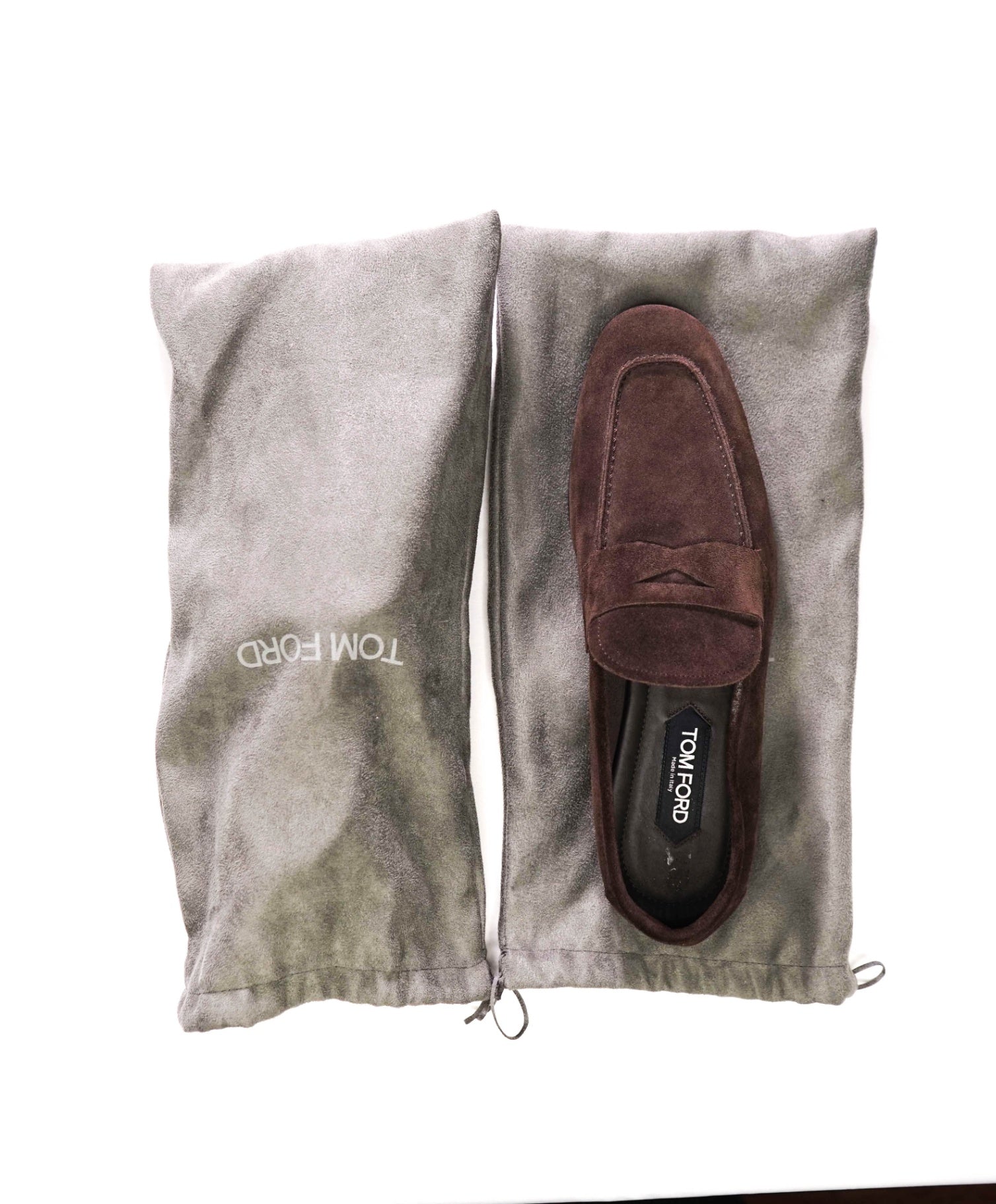 $1,350 TOM FORD - Brown Suede Penny Loafers - US 10 (9UK)