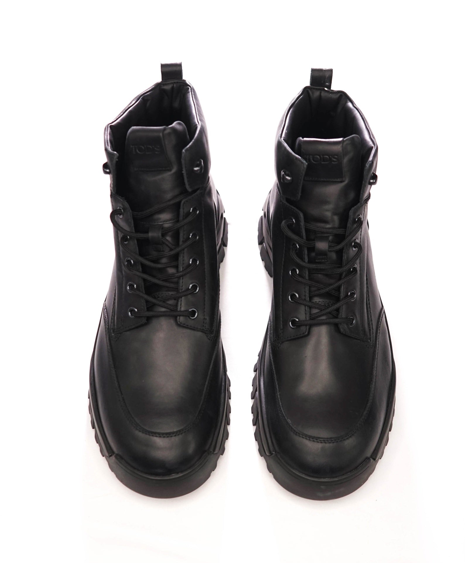 $975 TOD'S - Black Leather Ankle Boots - US 13.5 (12.5UK)