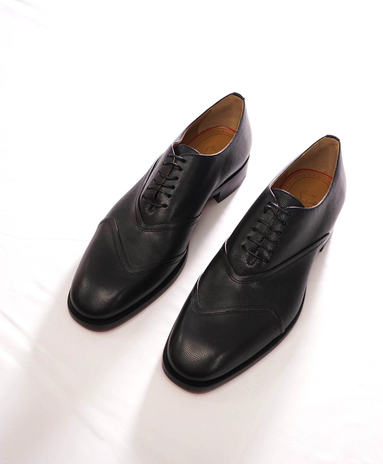$1,145 LOUBOUTIN - Black Pebble Leather "BOABI" Oxfords - US 12 (45EU)