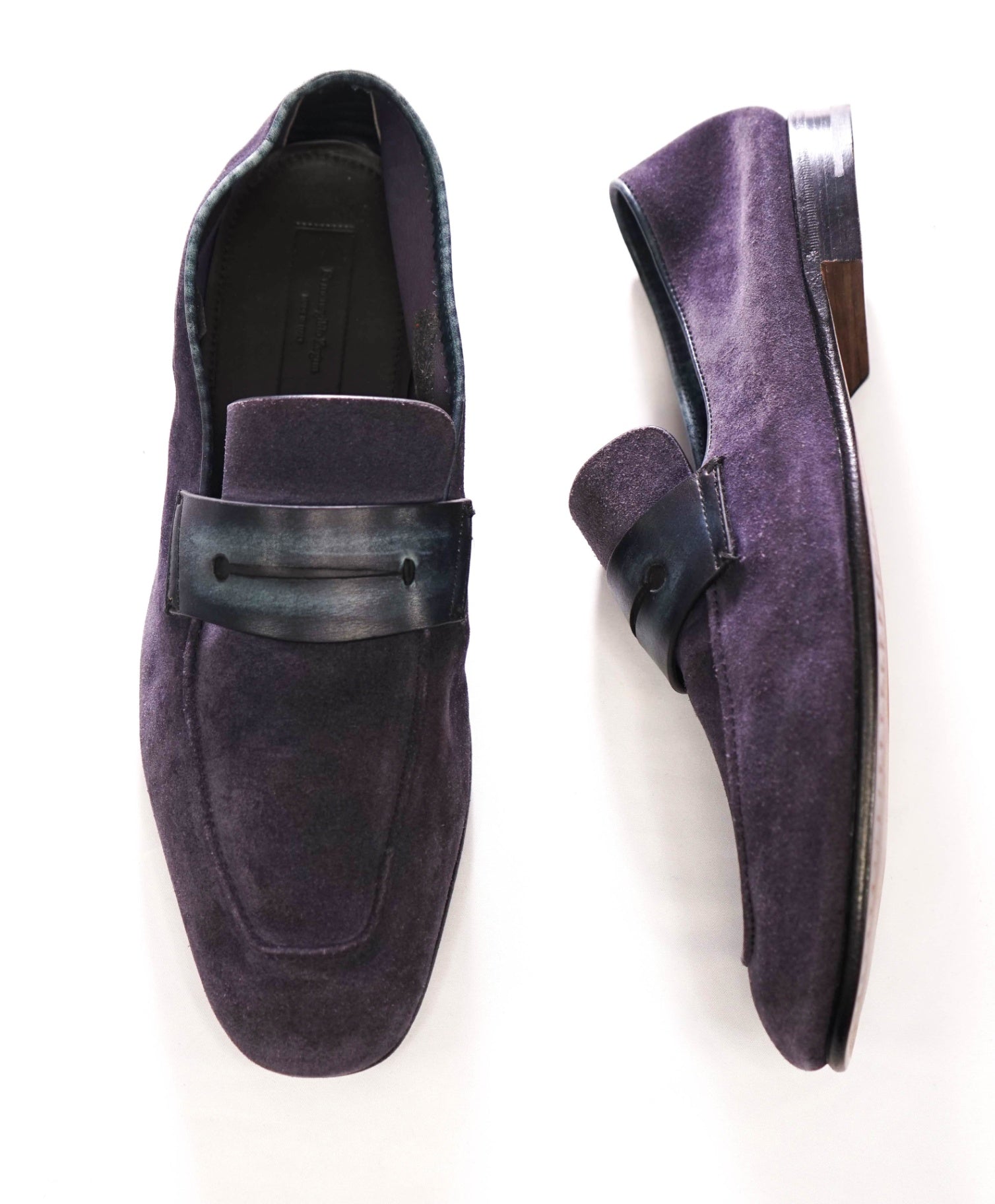 $960 ZEGNA - Navy Blue Suede Asola Loafers - US 11 (UK10)