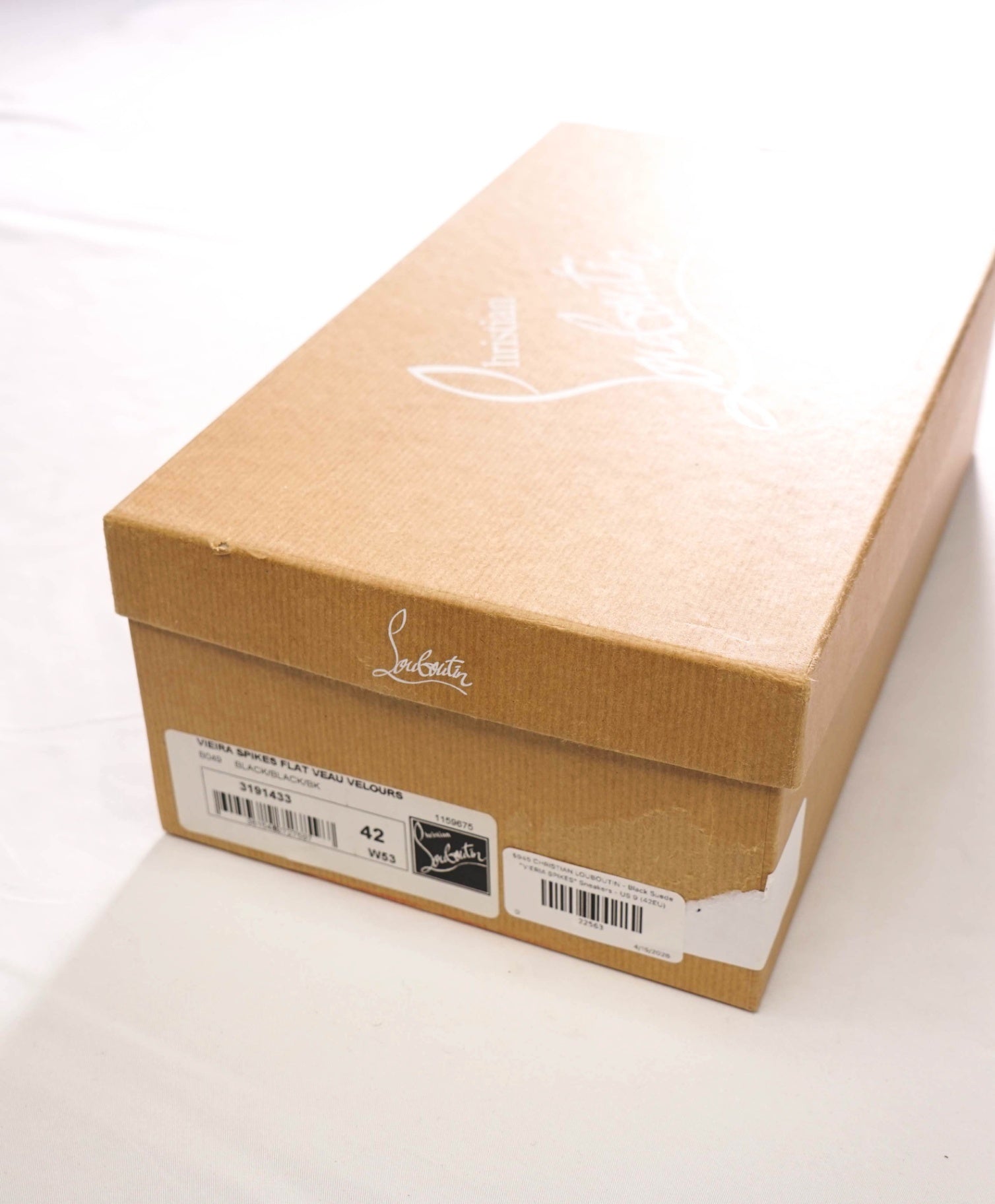 $945 LOUBOUTIN - Black Suede "VIERIA SPIKES" Sneakers - US 9 (42EU)