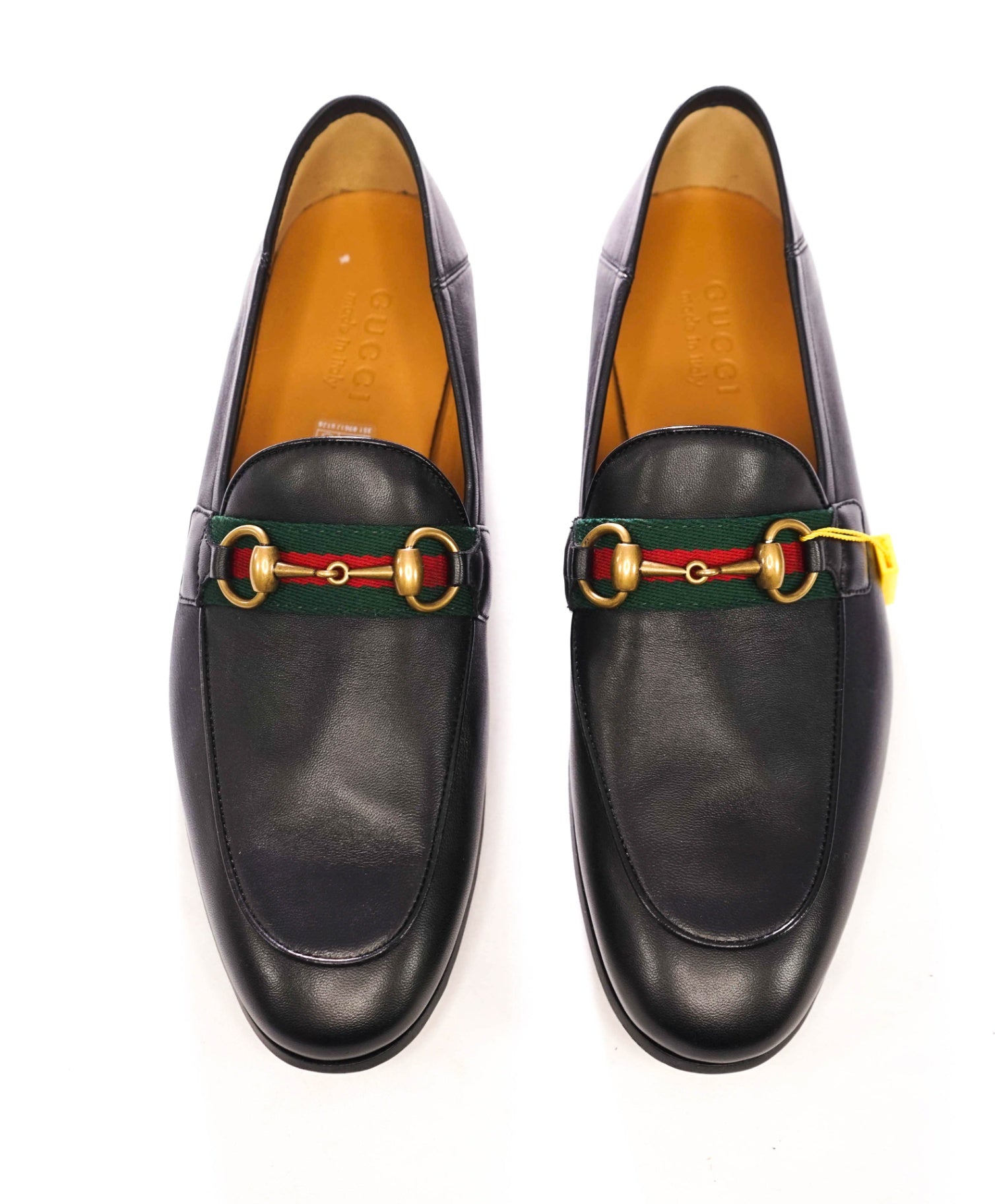 $1,090 GUCCI - Black Leather Jordaan Agnello Loafers - 8 (7.5G)