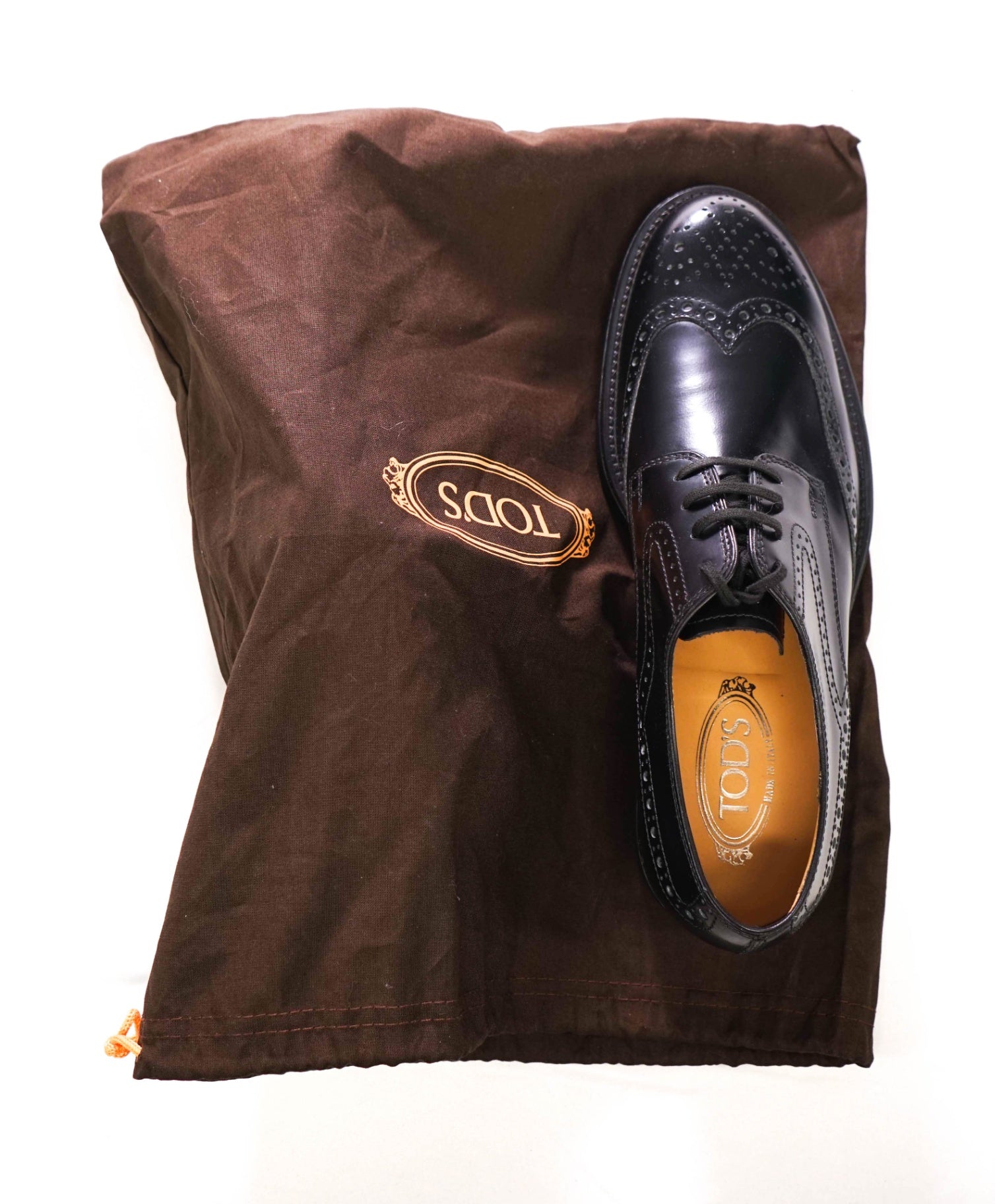 $750 TOD'S - Black Leather Wingtip Derby - US 9.5 (UK 8.5)
