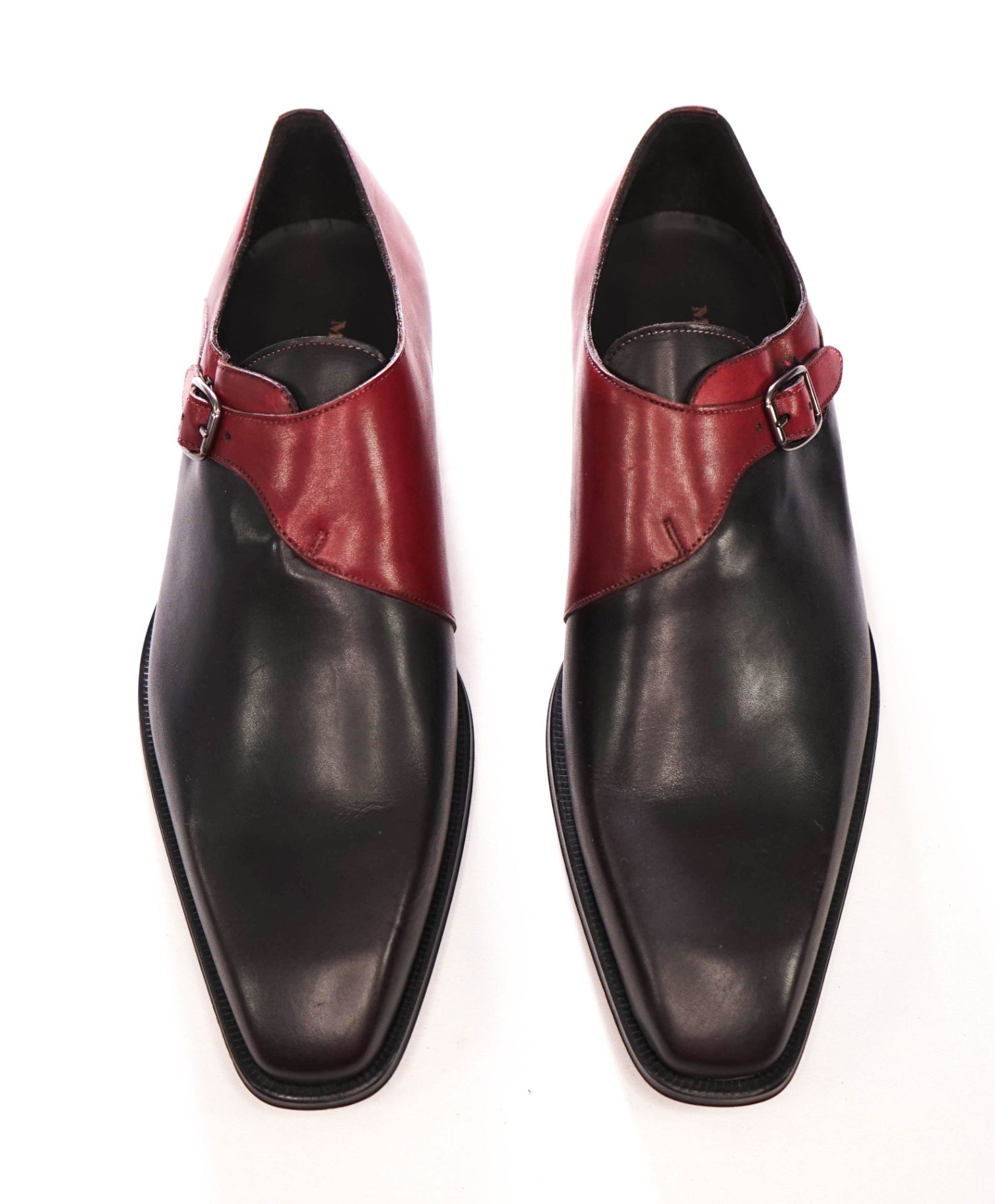 $425 MEZLAN - Burgundy/Black Leather Single Monk - 11M