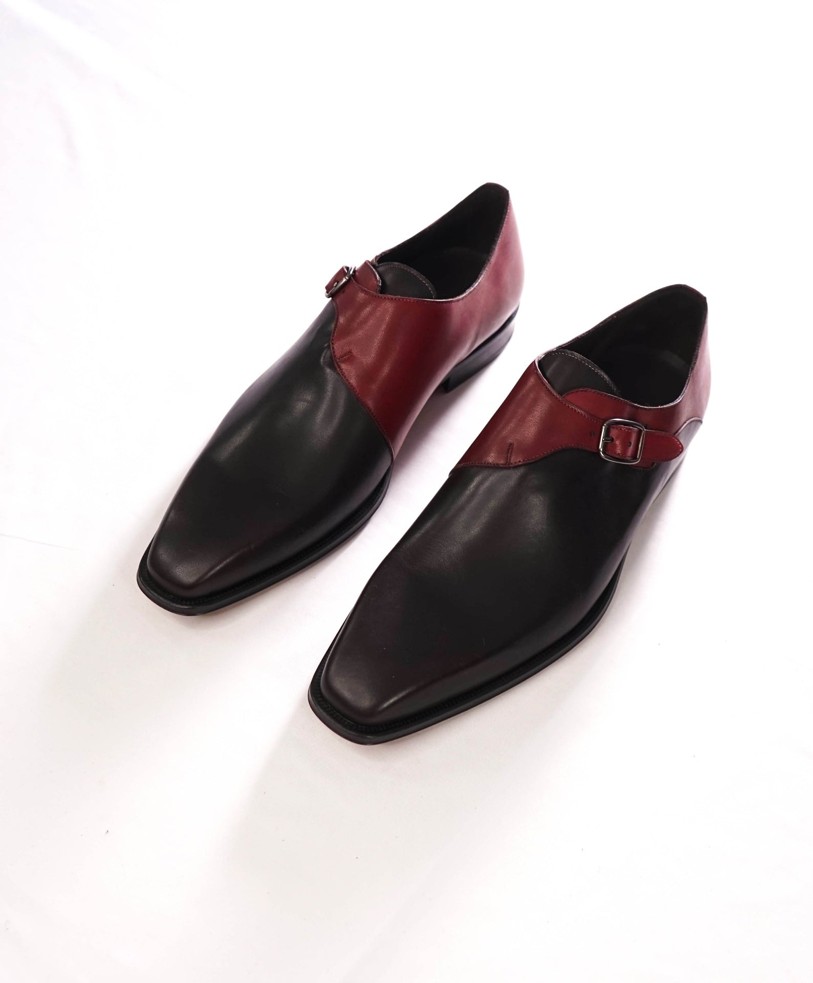 $425 MEZLAN - Burgundy/Black Leather Single Monk - 11M