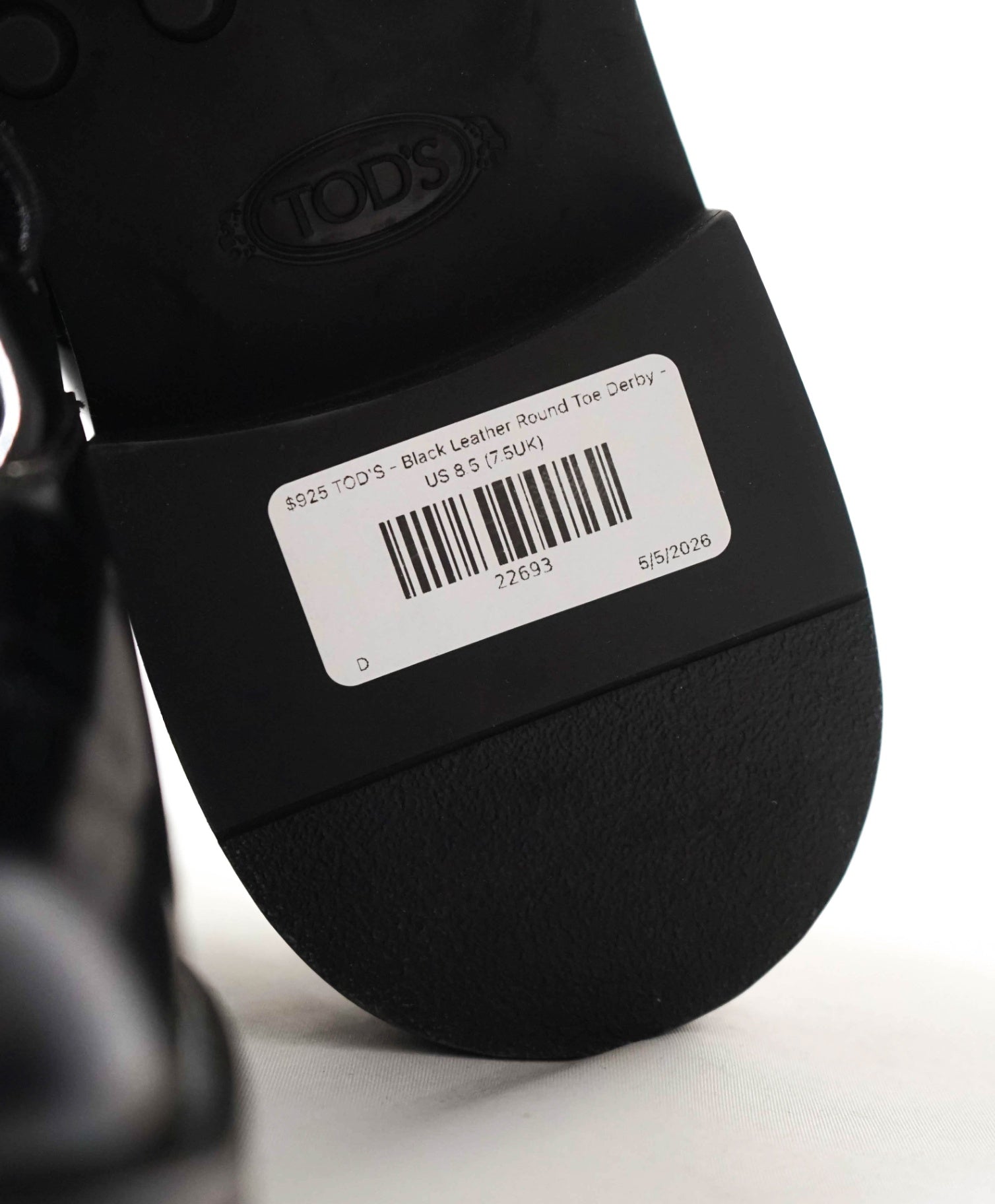 $925 TOD'S - Black Leather Square Toe Lug Derby - US 8.5 (7.5UK)