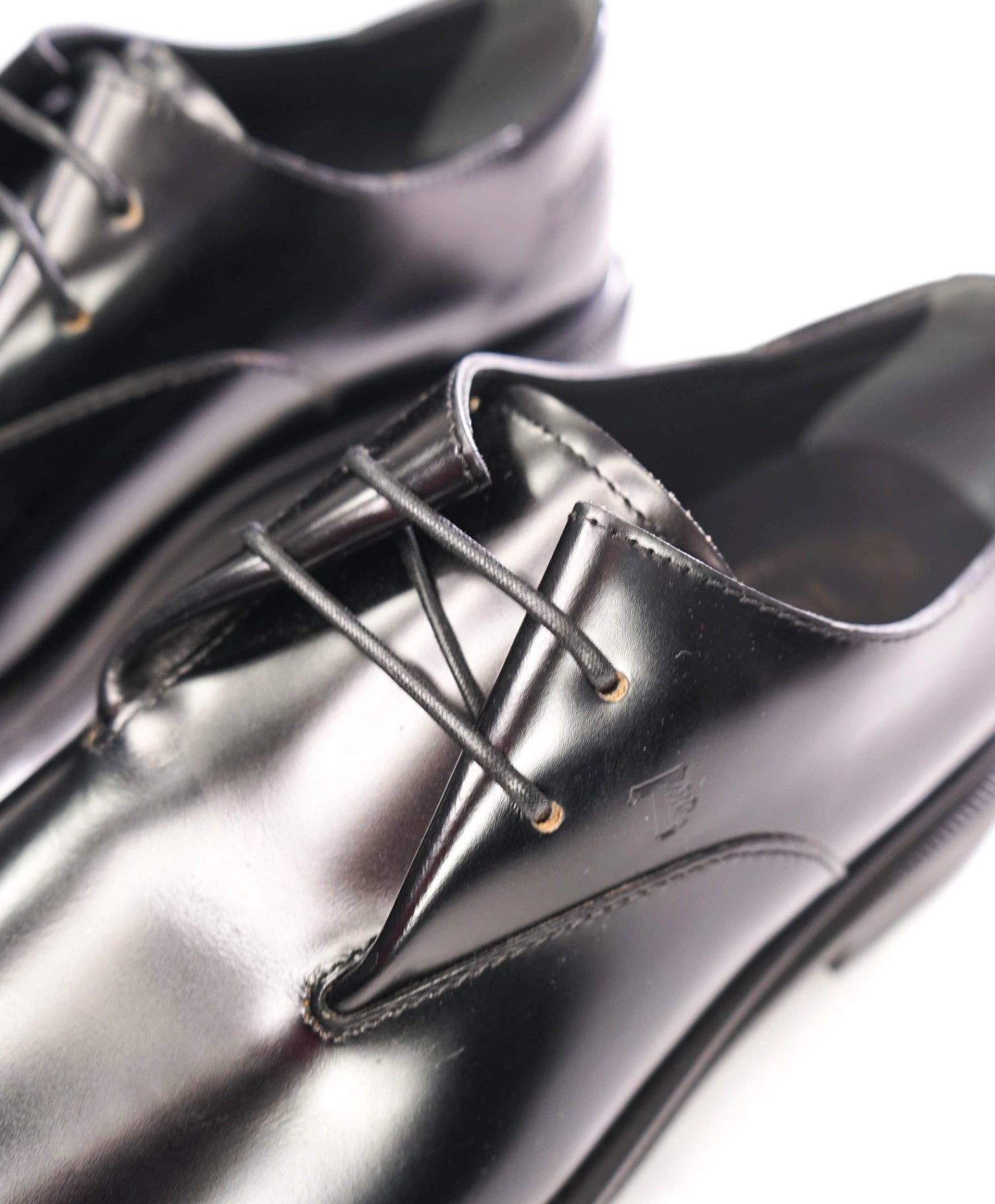$925 TOD'S - Black Leather Square Toe Lug Derby - US 8.5 (7.5UK)