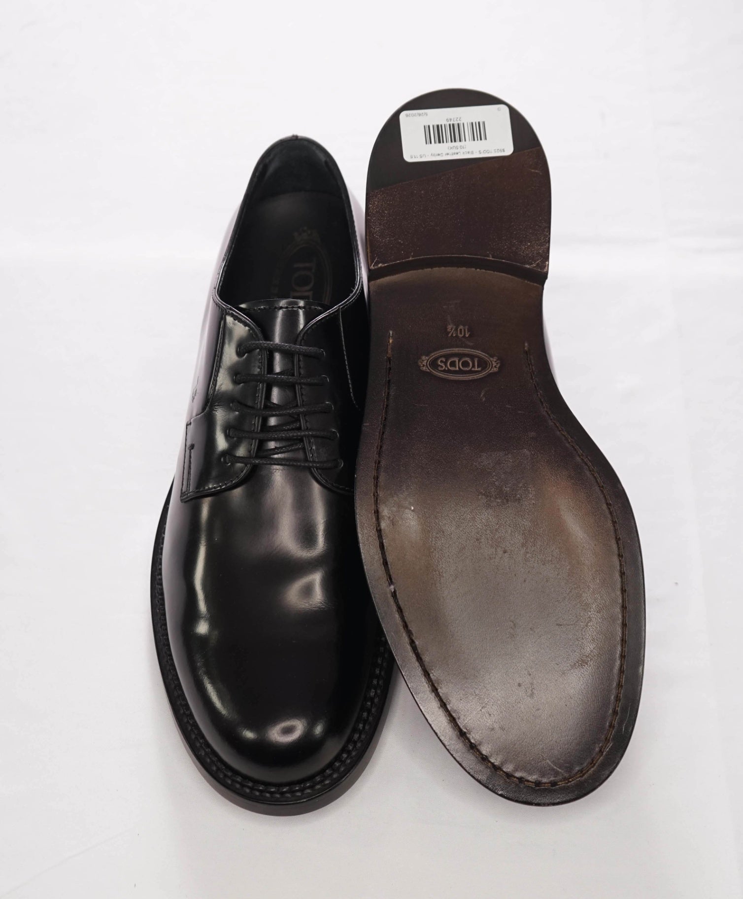$925 TOD'S - Black Leather Derby - US 11.5 (10.5UK)