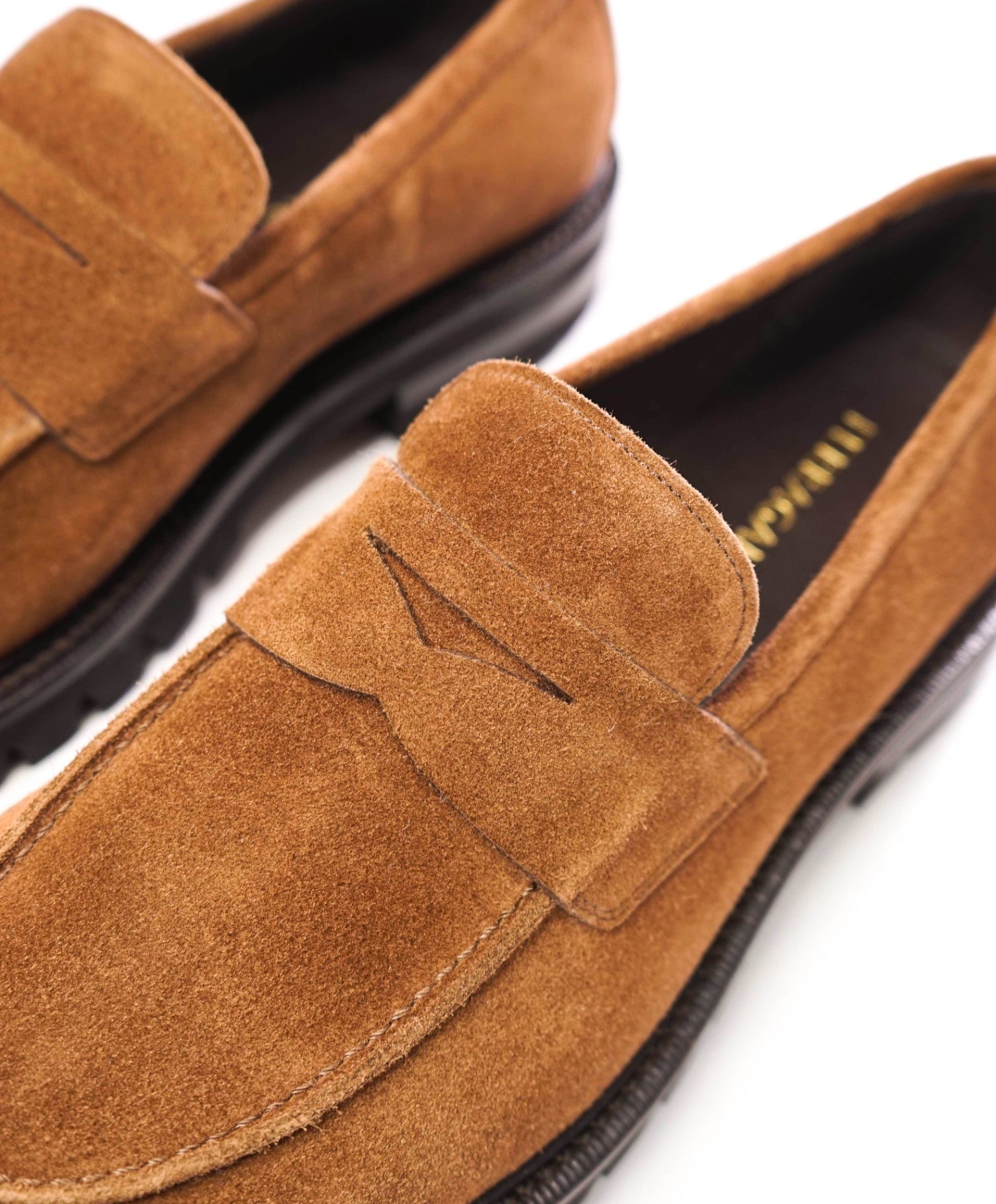 $995 FERRAGAMO - Brown Suede "AUKLAND" Lug Sole Loafers - 8 EE