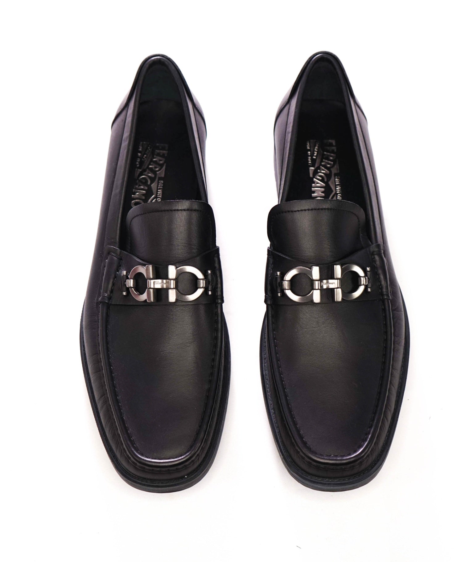 $850 FERRAGAMO - "MASTER" Black Lug Sole Gancini Loafer - 11 D