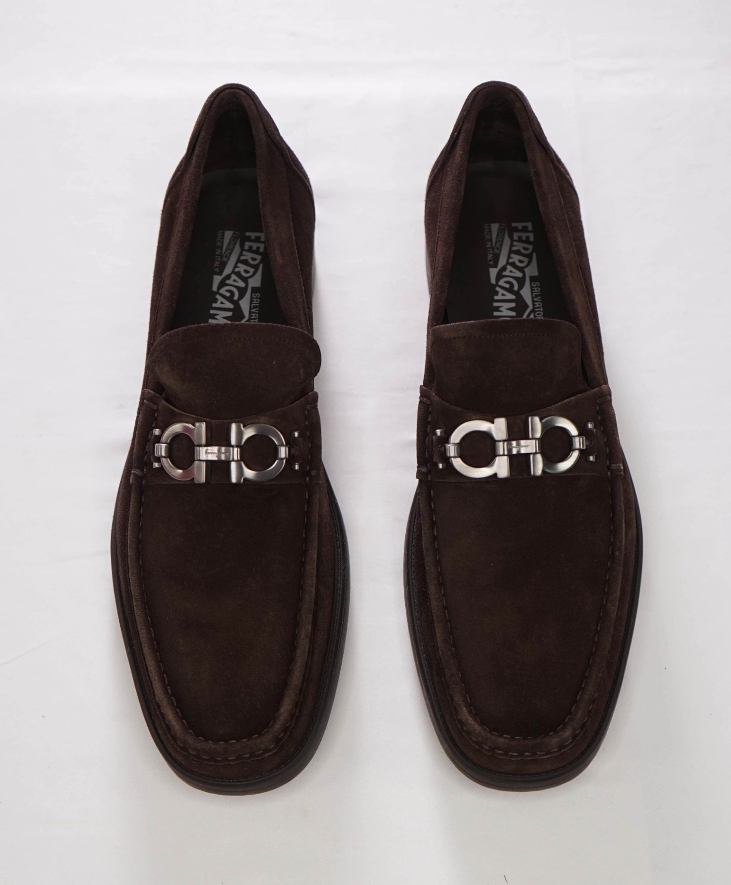 $850 FERRAGAMO - "MASTER" Brown Suede Lug Sole Loafer - 11.5 D