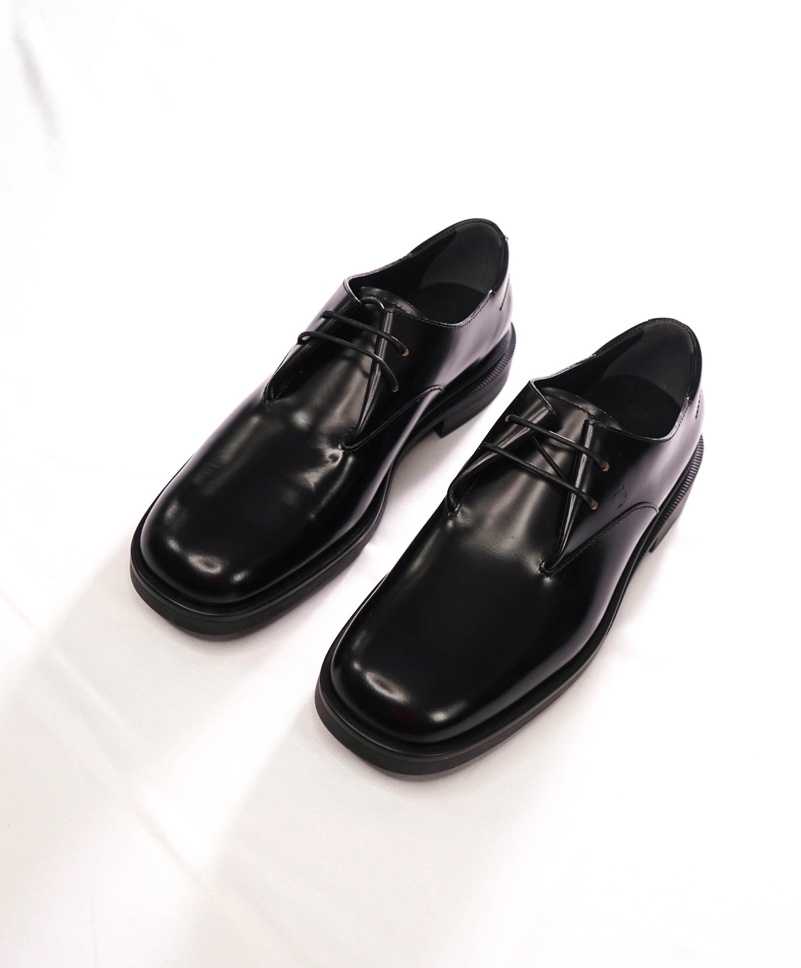 $925 TOD'S - Black Leather Square Toe Lug Derby - US 8.5 (7.5UK)