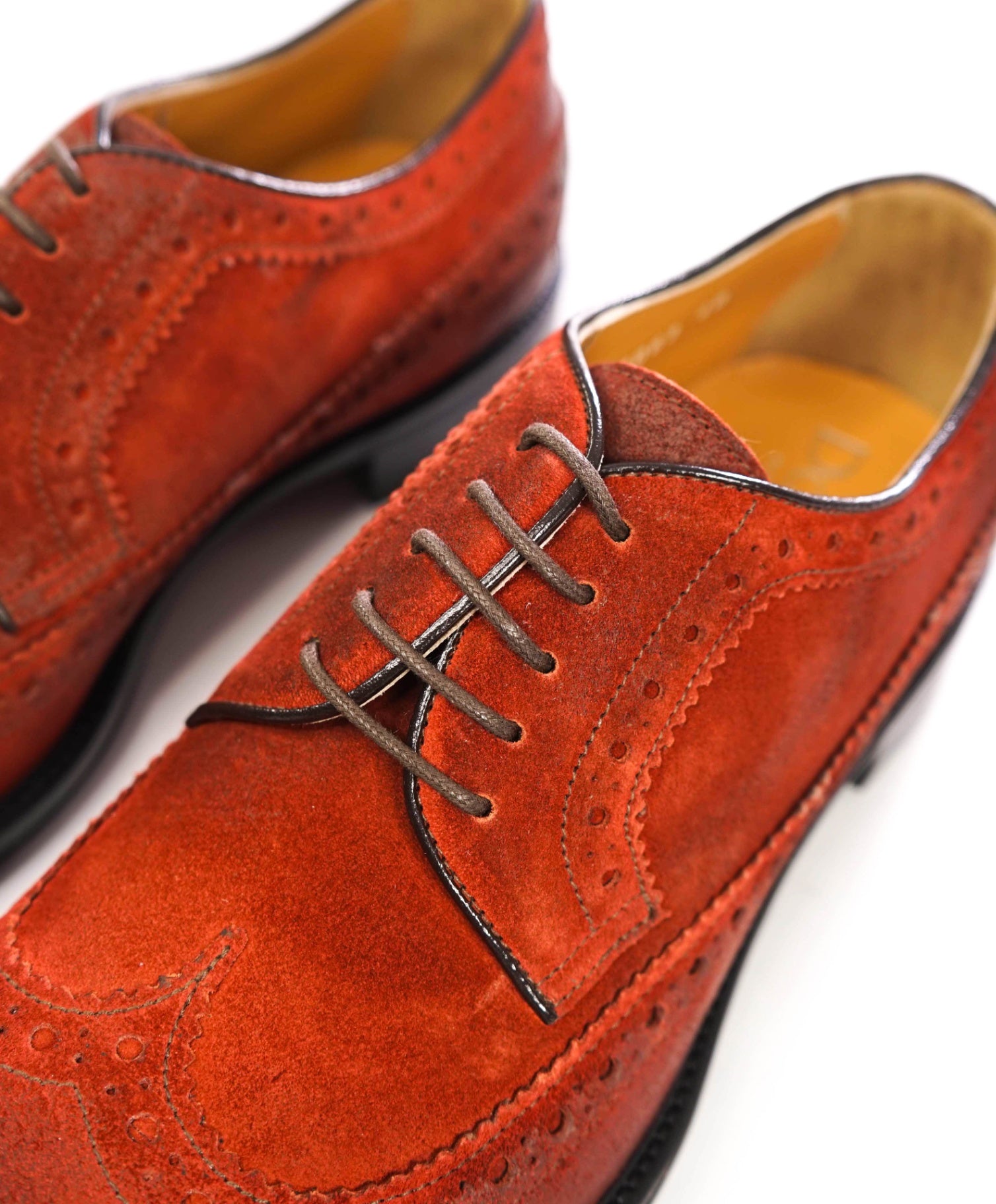 $595 DOUCAL'S - Red Suede Wingtip Derby - US 7 (40EU)