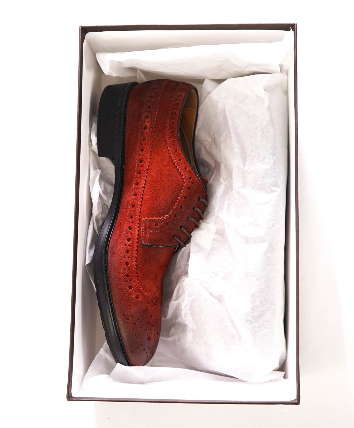 $595 DOUCAL'S - Red Suede Wingtip Derby - US 7 (40EU)