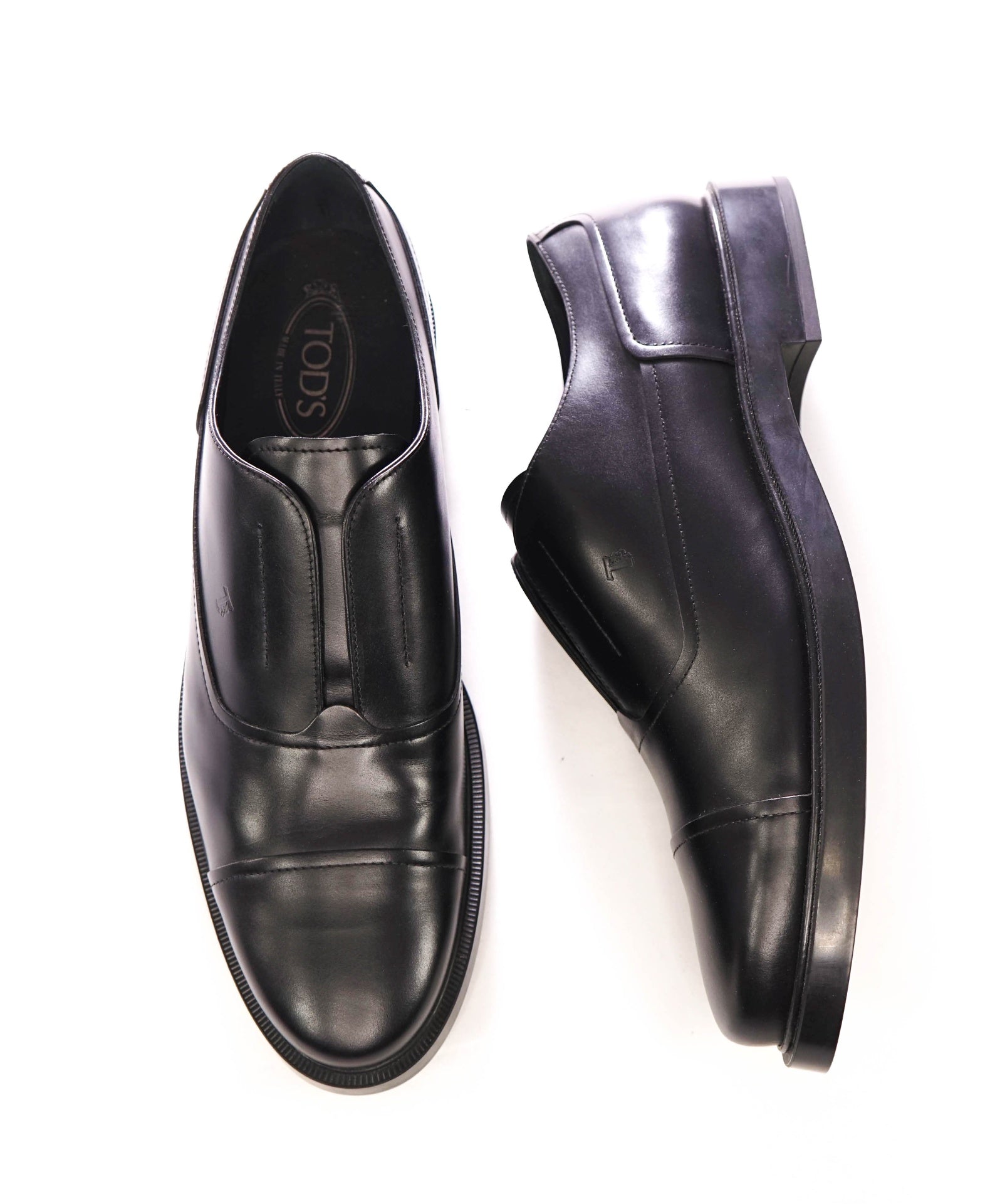 $650 TOD'S - Black Leather Loafers - US 12 (UK11)