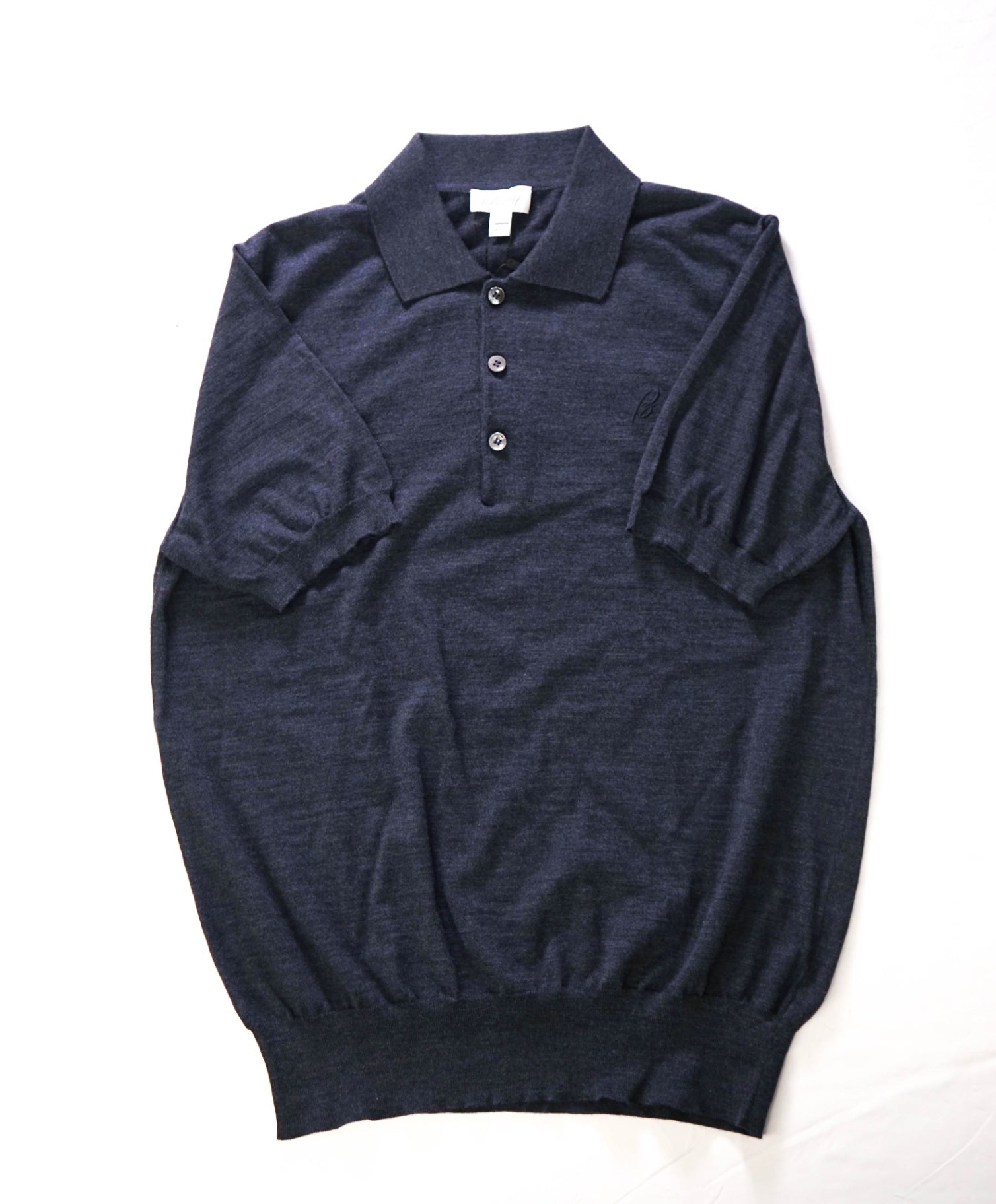 $995 BRIONI - Gray Wool LOGO Ribbed Sweater Polo Shirt - 40 (Medium)