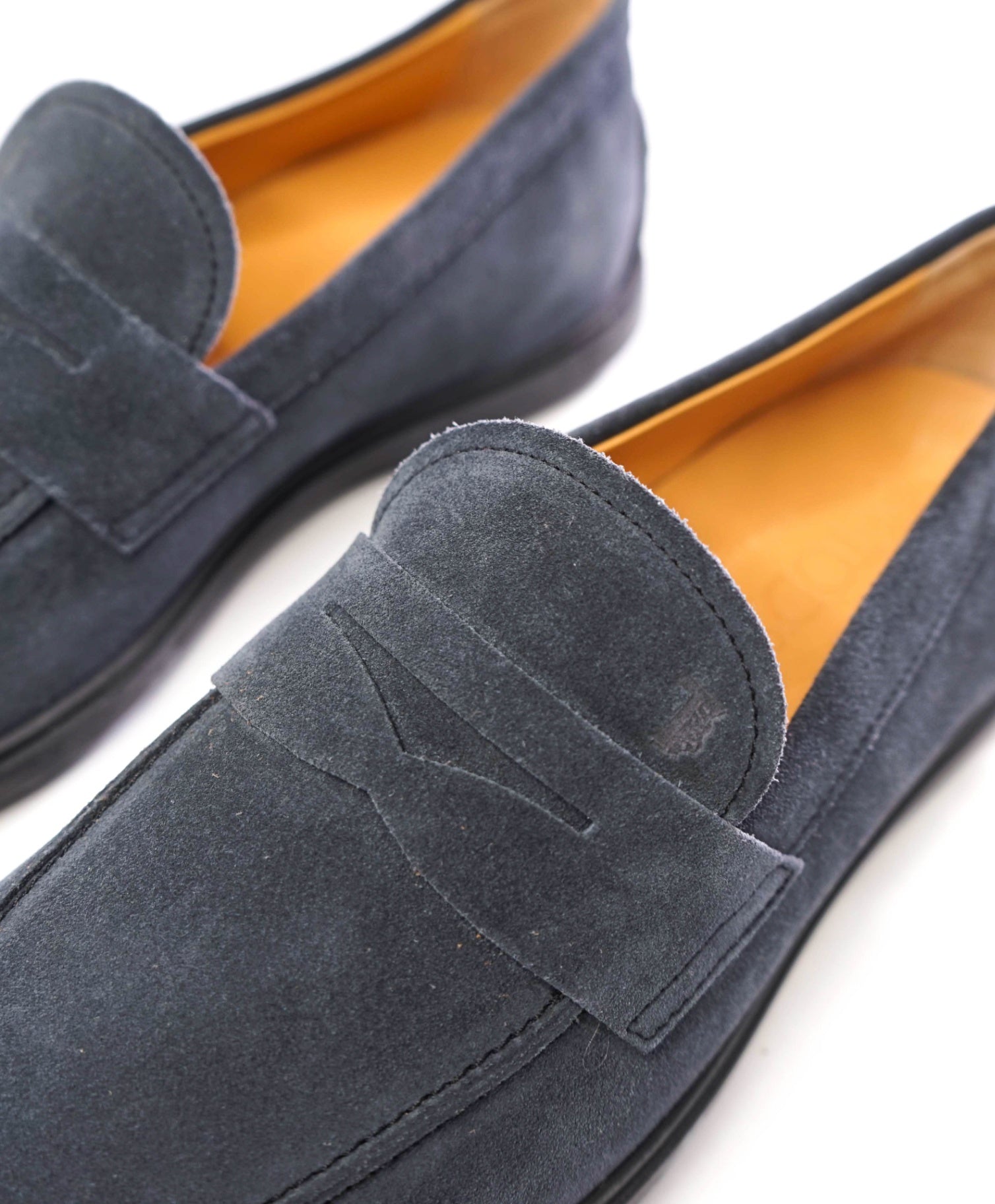 $825 TOD'S - Navy Blue Suede Driving Penny Loafers - US 8 (7UK)