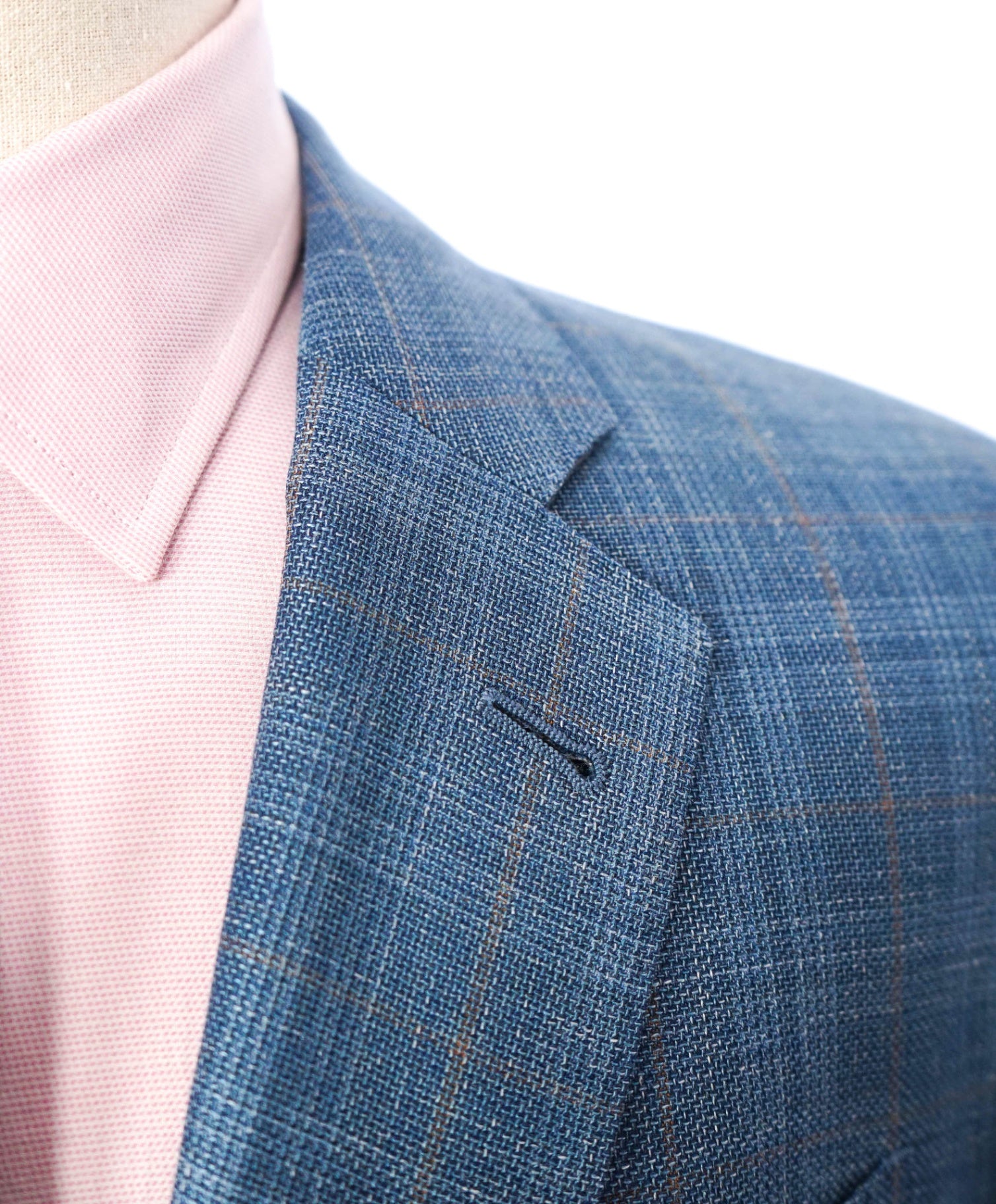 $2,295 GIORGIO ARMANI - Blue Plaid Wool/Silk/Linen "SOFT" Blazer - 44R