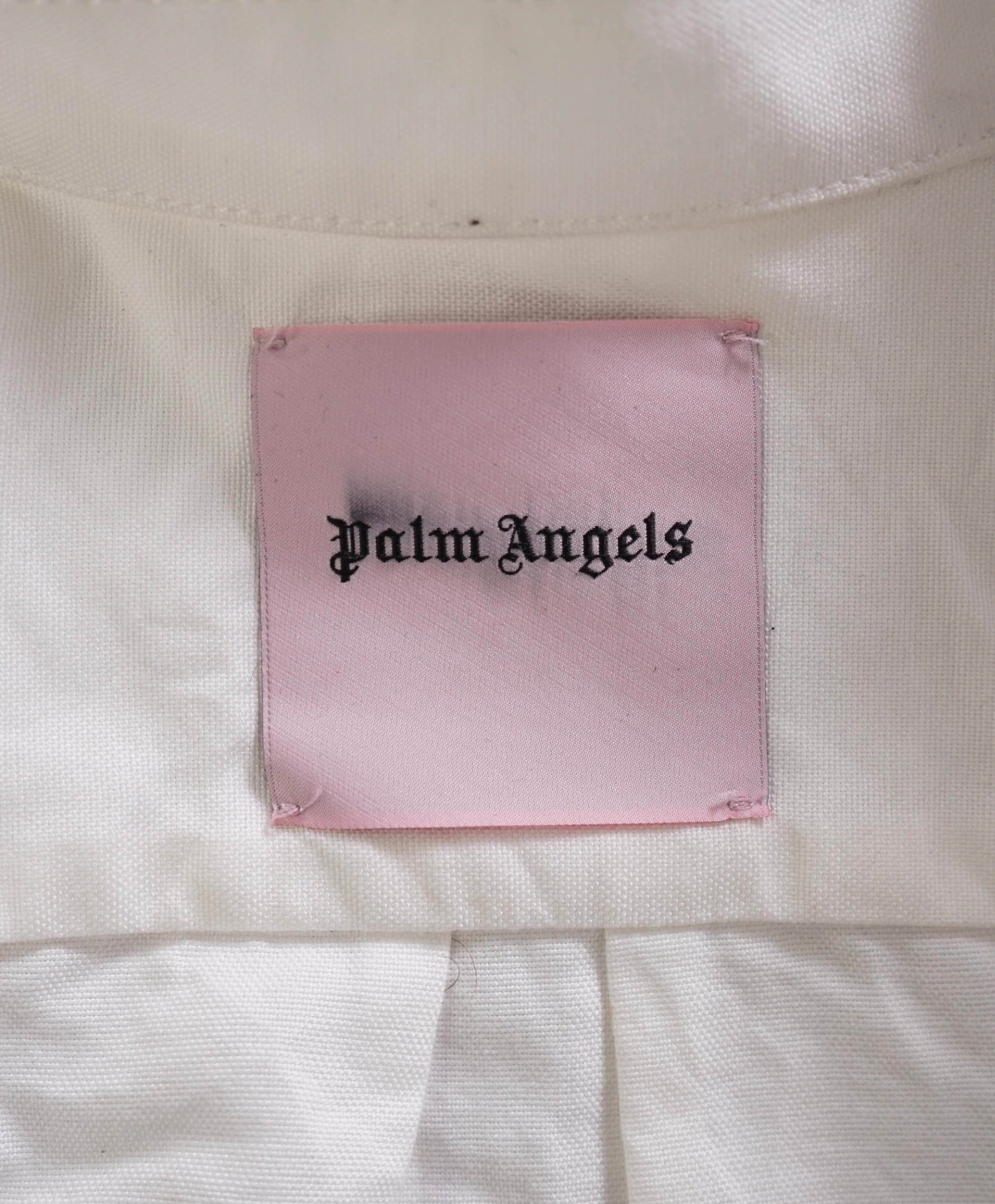 $595 PALM ANGELS - White/Gold Cotton Button Down Shirt - 38 (Small)