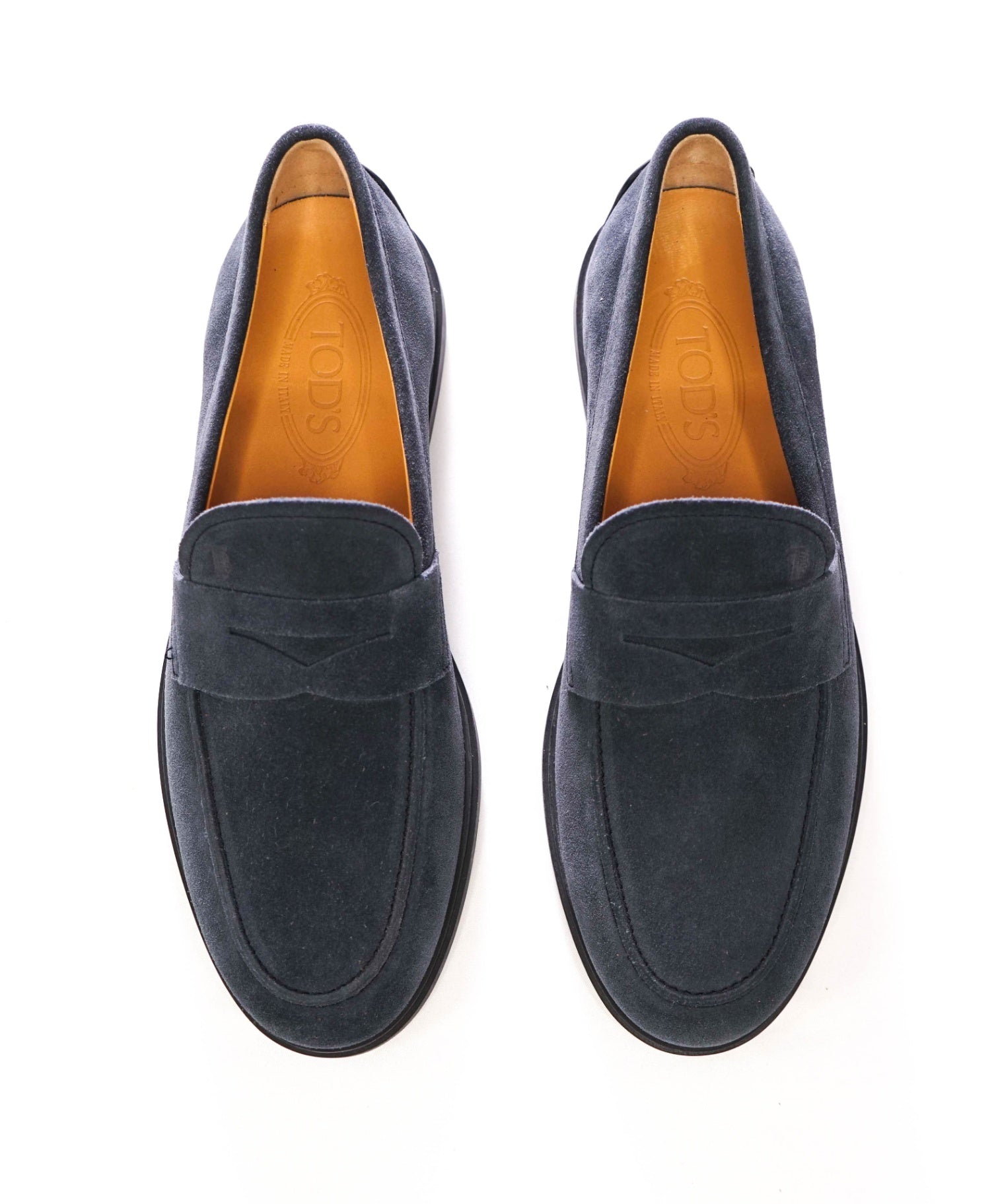 $825 TOD'S - Navy Blue Suede Driving Penny Loafers - US 8 (7UK)