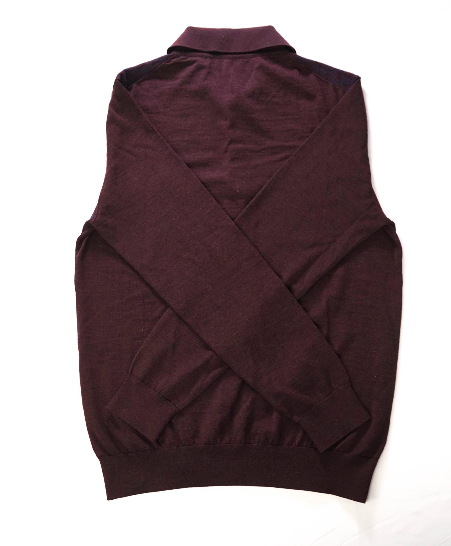 $1,050 BRIONI - Bown/Navy Trellis Long-Sleeve Polo Sweater - 40 (Medium)