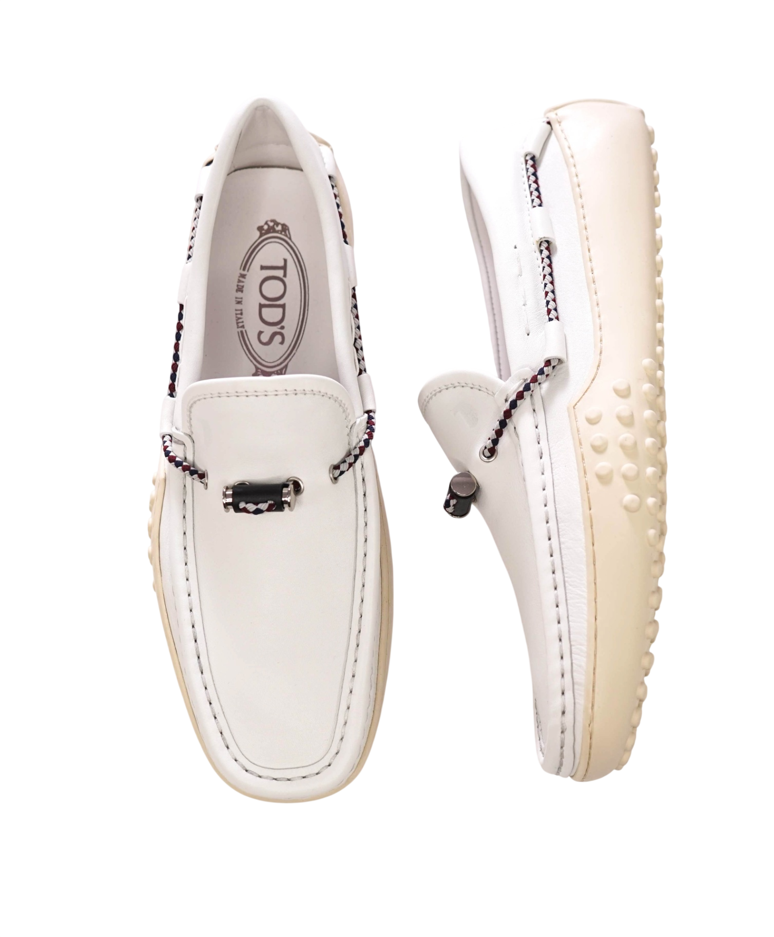 $995 TOD'S - White Leather Driving Loafers - US 7 (6UK)