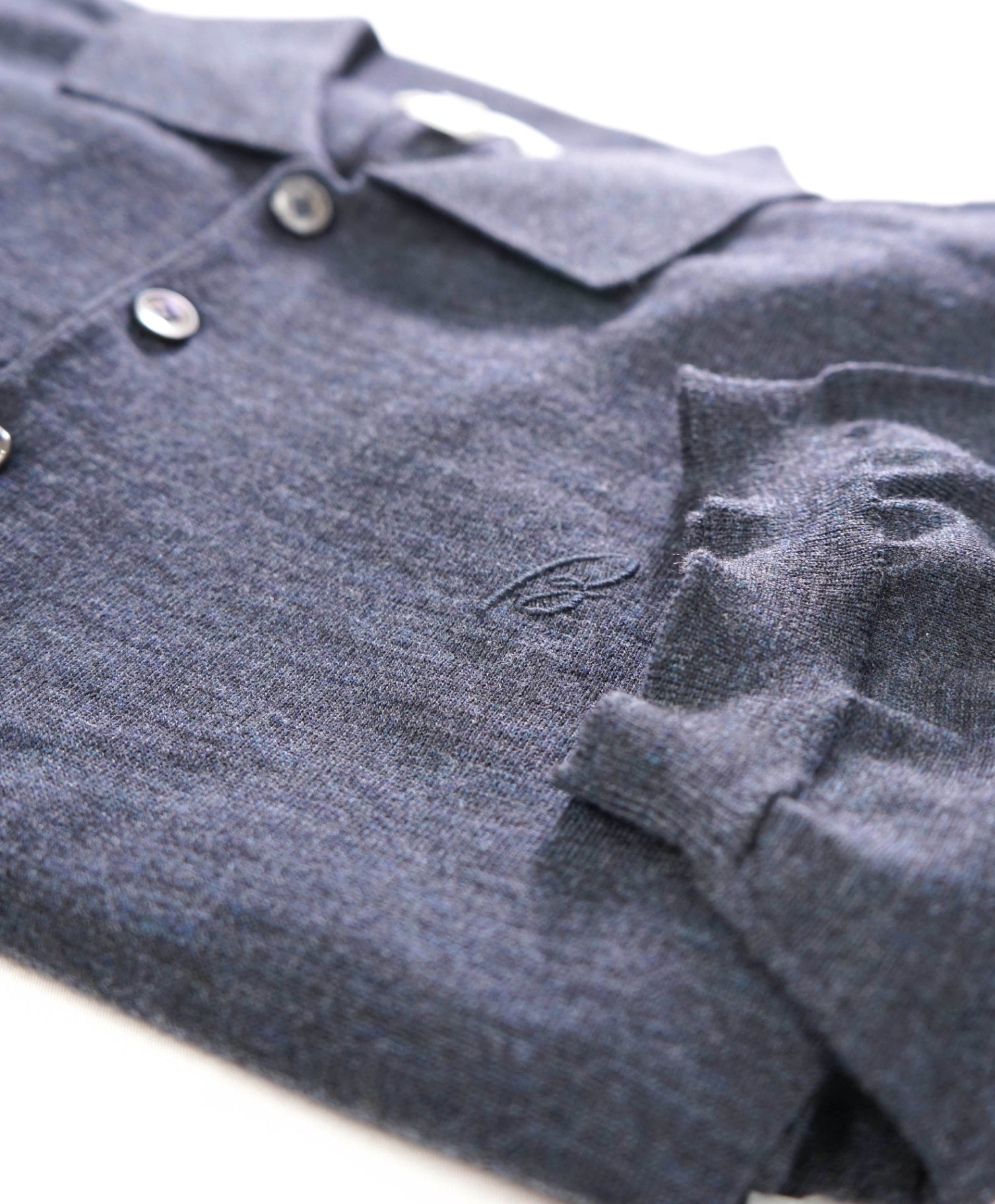 $995 BRIONI - Gray Wool LOGO Ribbed Sweater Polo Shirt - 40 (Medium)