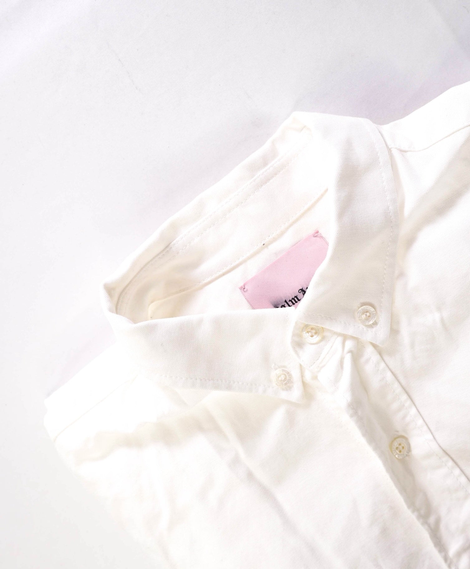 $595 PALM ANGELS - White/Gold Cotton Button Down Shirt - 38 (Small)