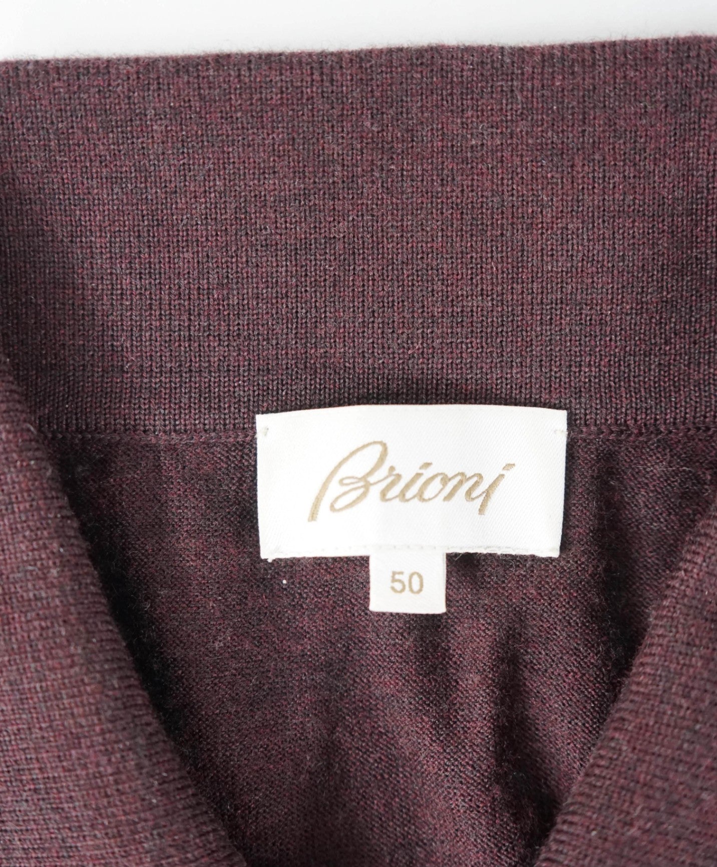 $1,050 BRIONI - Bown/Navy Trellis Long-Sleeve Polo Sweater - 40 (Medium)