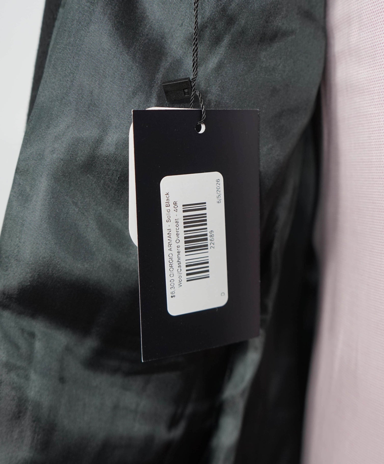$6,300 GIORGIO ARMANI - Solid Black Wool/Cashmere Overcoat - 40R