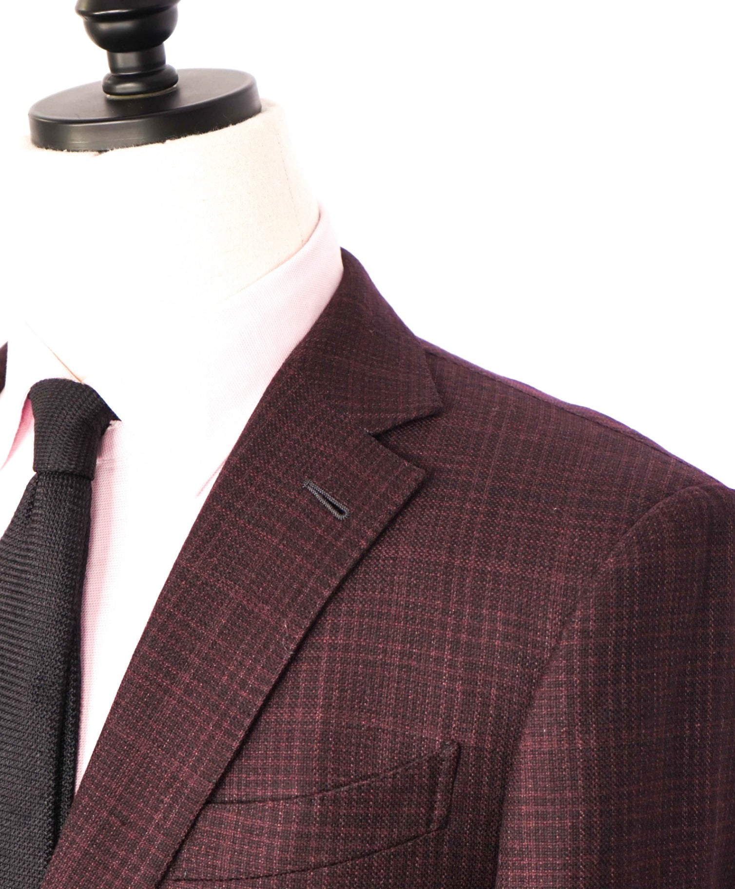 $3,290 ZEGNA - Burgundy Crosshatch "TROFEO LIGHT" Wool Blazer - 42R