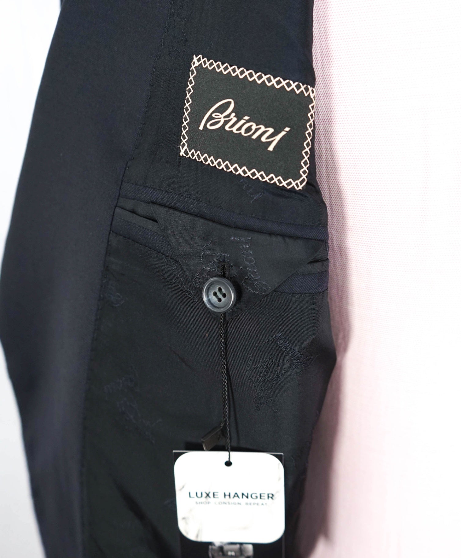 $6,900 BRIONI - Solid Navy Blue Wool Blazer - 44R