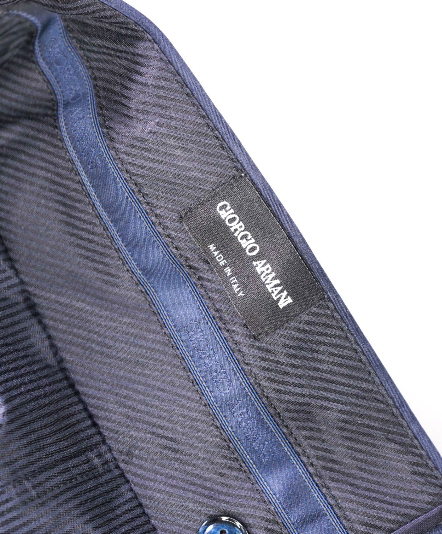 $1,295 GIORGIO ARMANI - Navy Blue Wool Tuxedo Pants - 38W