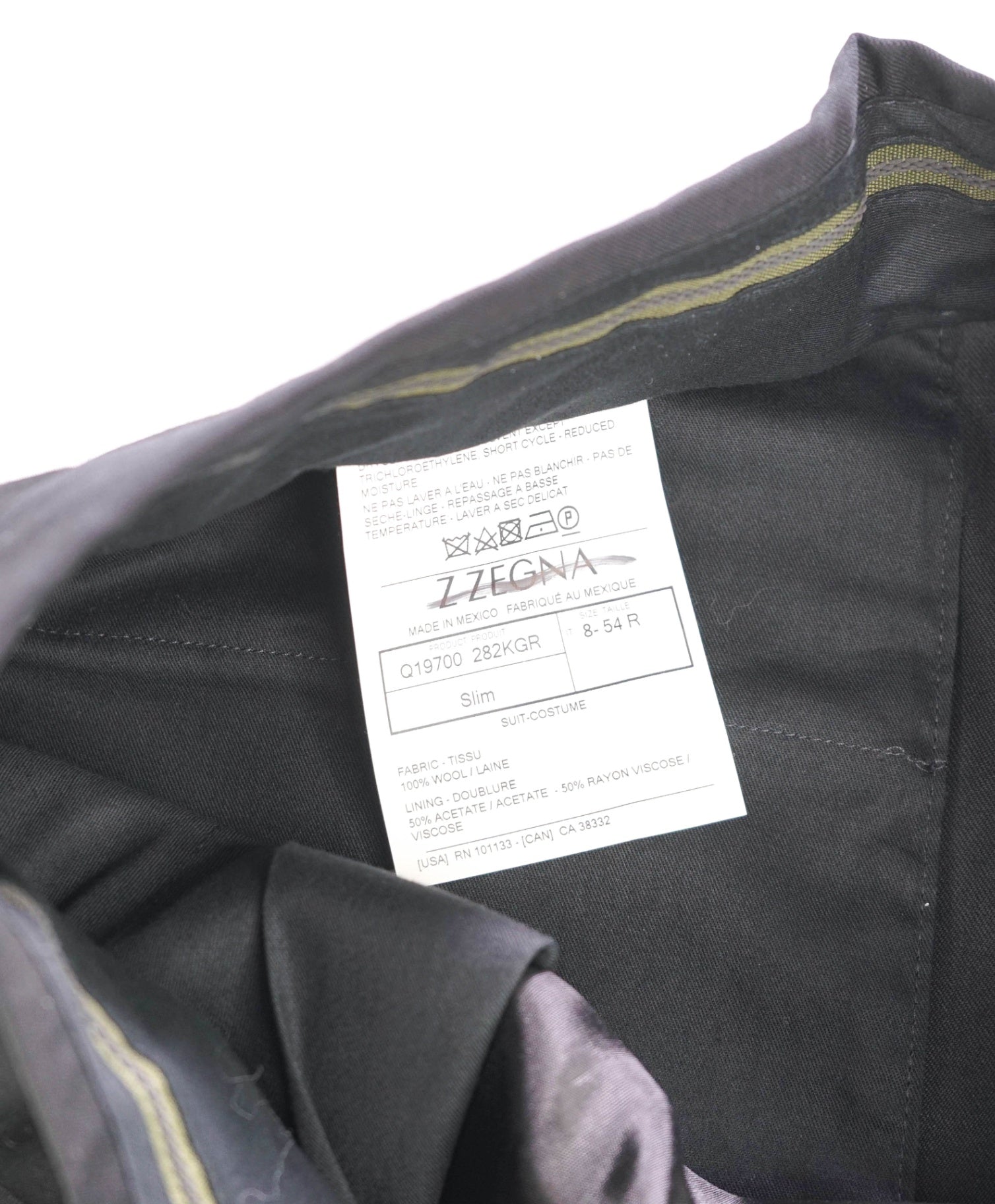$790 Z ZEGNA - Black Wool Tuxedo Pants - 38W