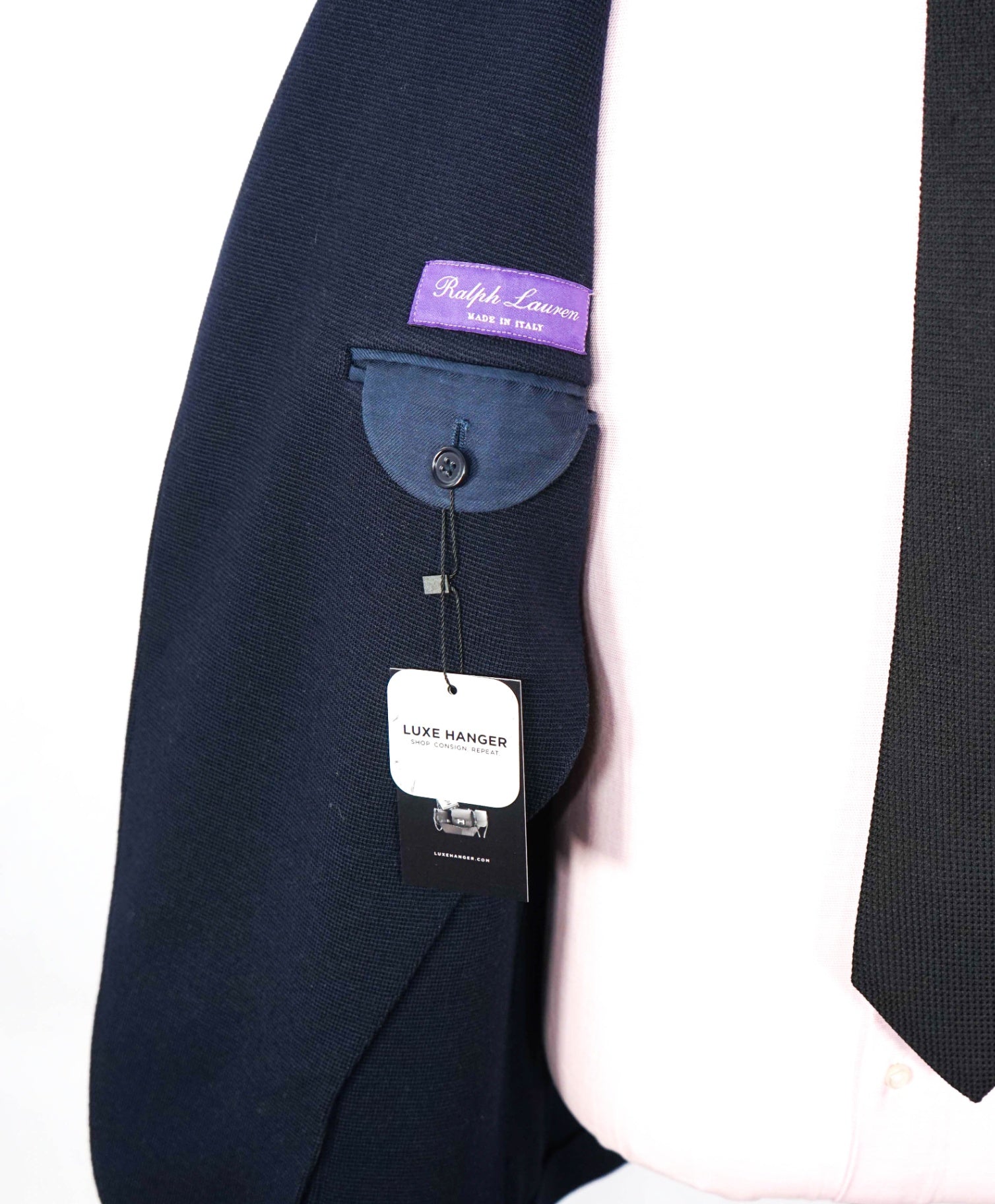 $2,495 RALPH LAUREN PURPLE LABEL - Navy Waffle Knit Wool Blazer - 42R